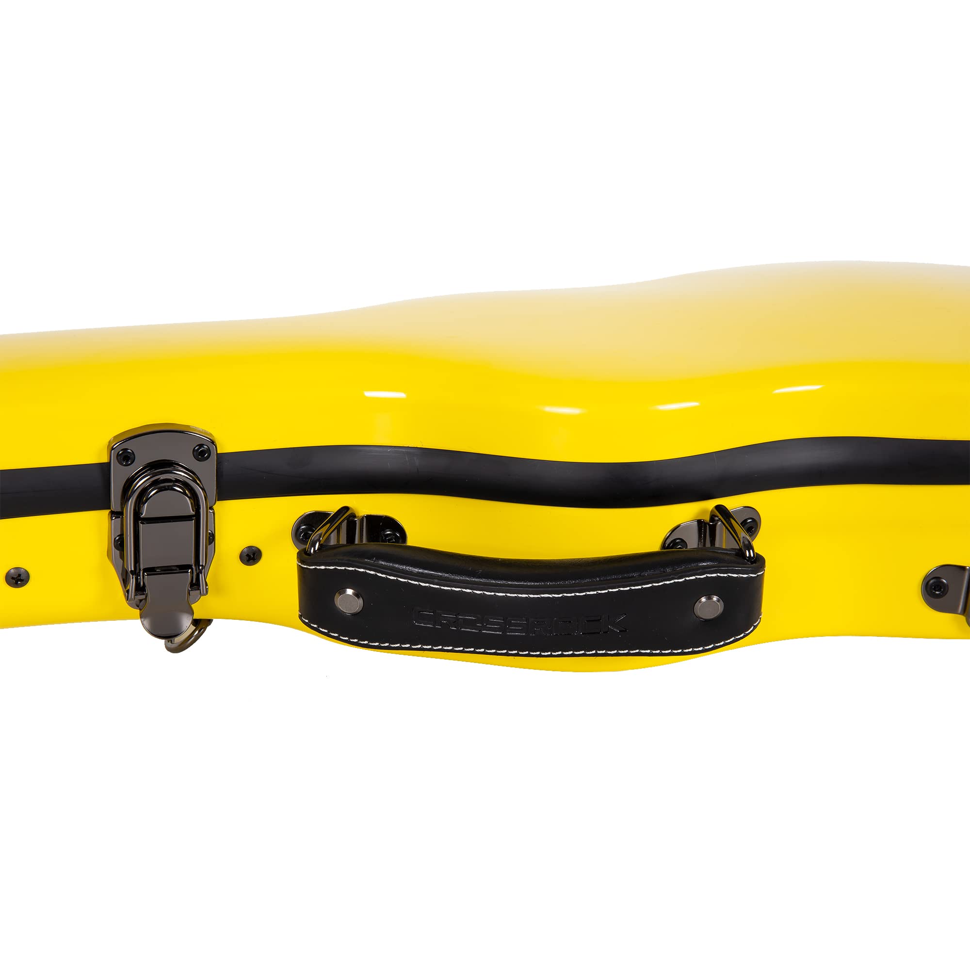 Crossrock Hardshell Fiberglass Concert Ukulele Case, Thick Padded, 4 Latches, Glossy Finish In Yellow