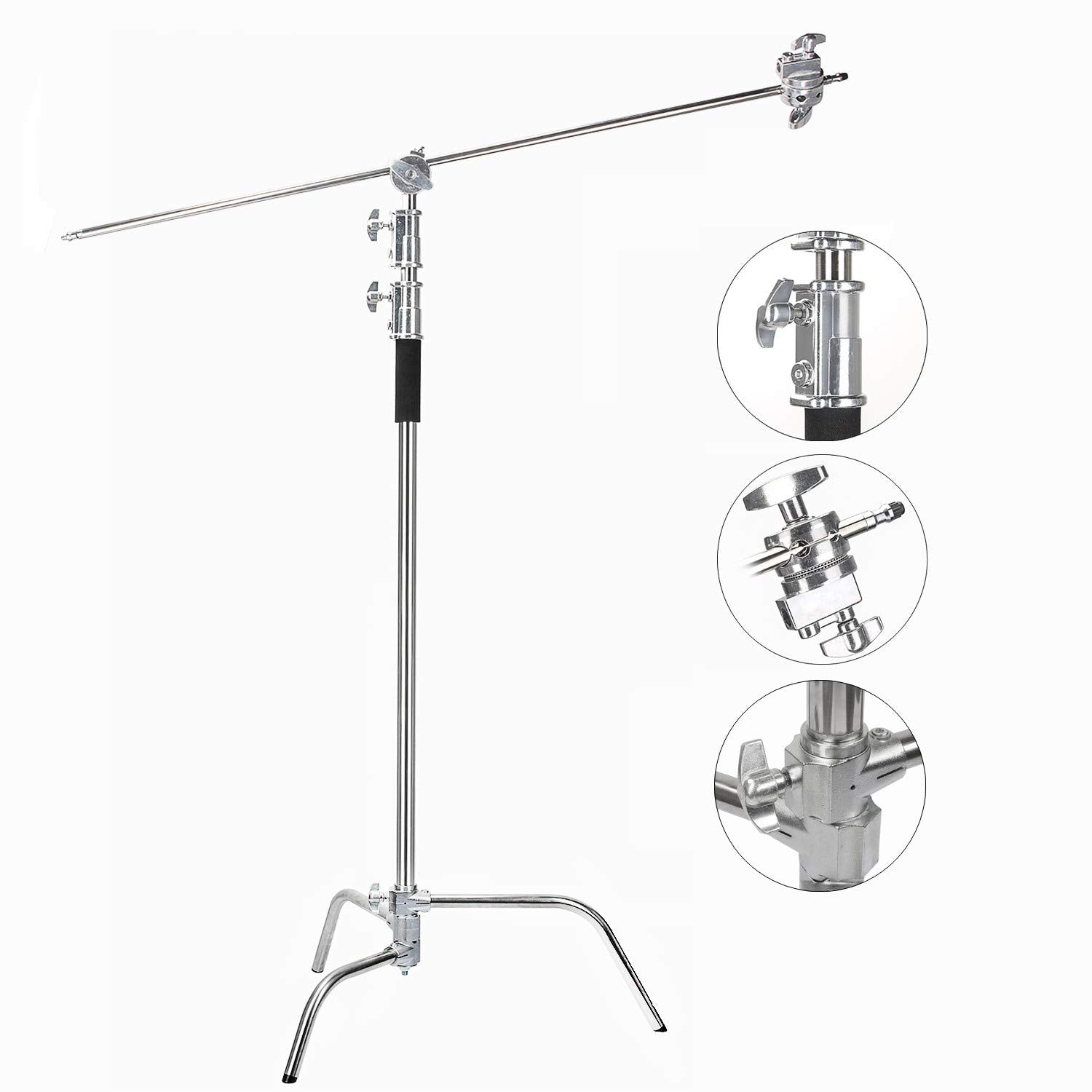 Eachshot C Stand Metal With Bag Wheel Max 10.8Ft/330Cm With 106Cm Holding Arm 2 Pieces Grip Head For Godox Ad400 Pro Ad600 Pro A
