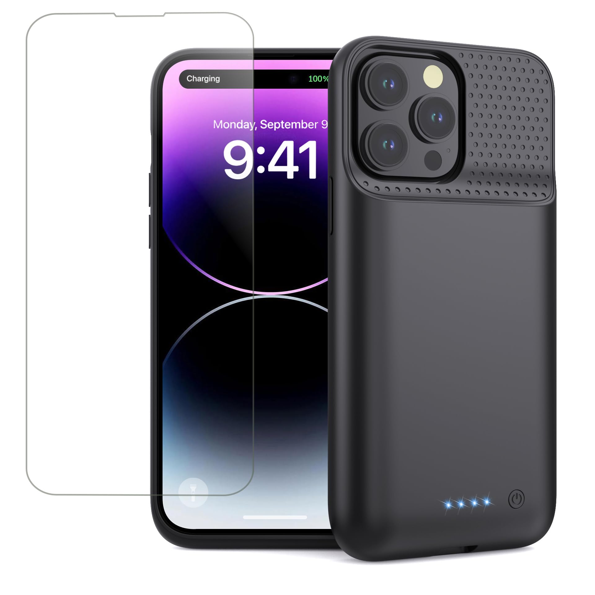 Pxwaxpy Battery Case for iPhone 13 Pro Max/14 Pro Max/14 Plus,Slim 8600mAh Charger Case Upgraded 360AntiFall Protection Recharg