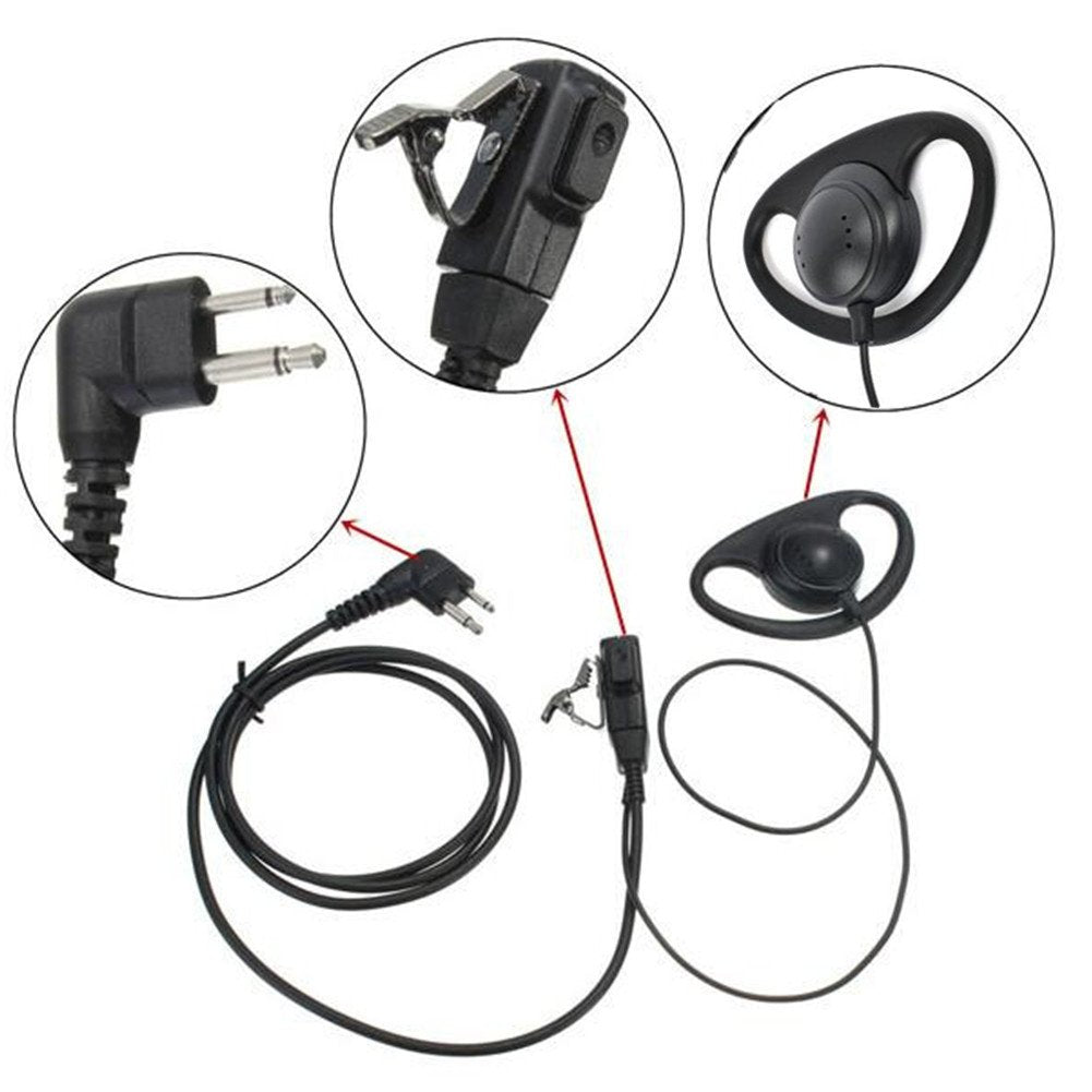 2 Pin Earpiece And Mic, Lsgoodcare D Shape Ear Hook Headset Earphone Ptt Compatible For Motorola Two Way Radio Cp100 Cls1410 Cls