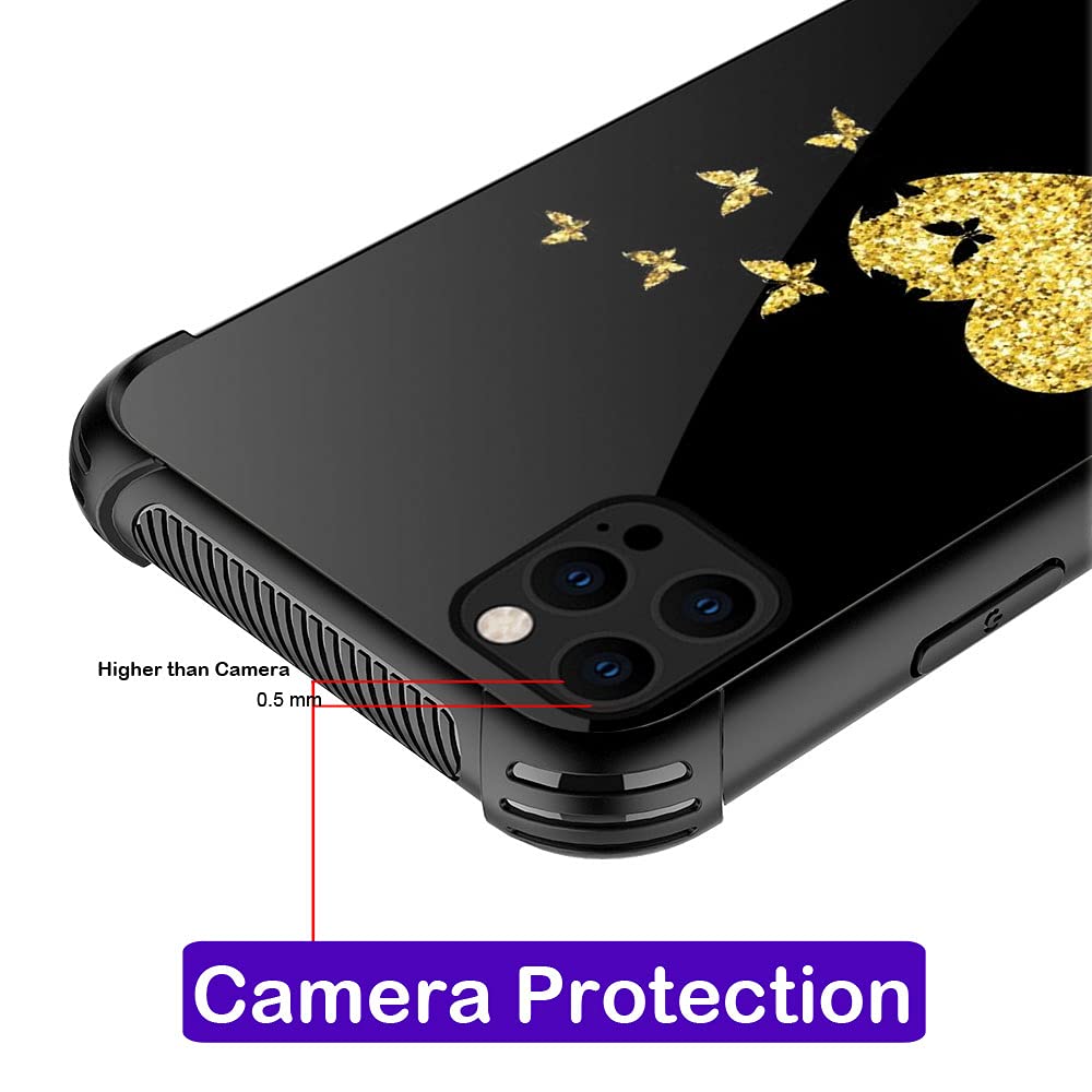 ZHEGAILIAN Phone Case Compatible with iPhone 13 Mini, Golden Love Butterfly, Shockproof TPU Acrylic with Reinforced Corners