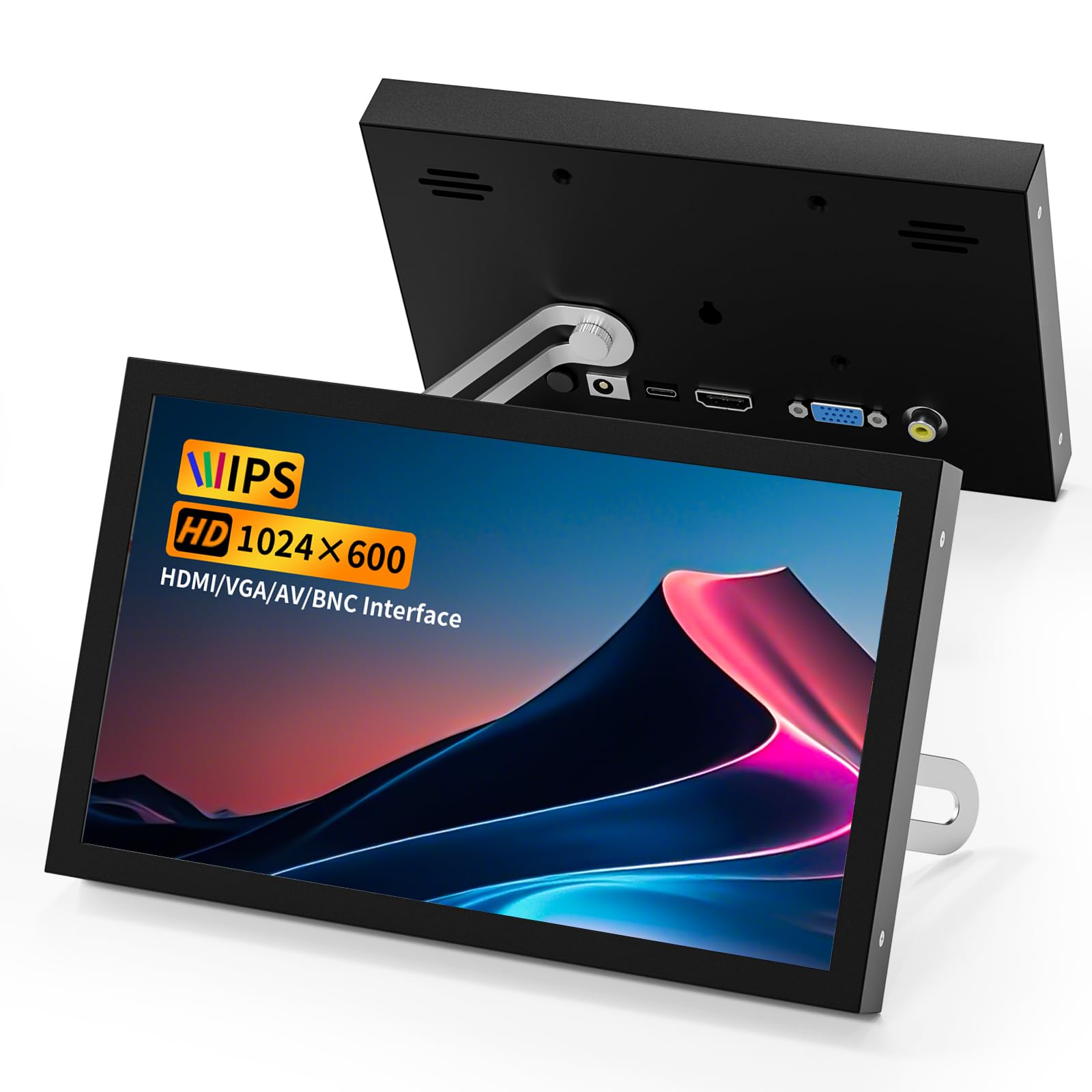 Aurevita 7 Inch Mini Monitor HDMI, Portable Vga Monitor with AV BNC 1024600 LCD Screen with Built-in Speakers, 178 View Angle IP