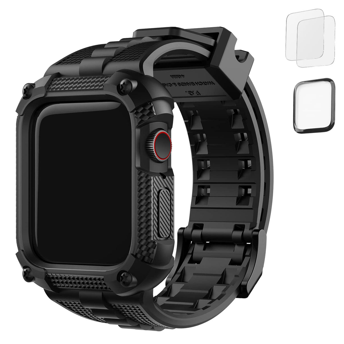 Fullmosa Watch Band, Rugged Iwatch Band Silicone With Screen Protector And Bumper Case For Men, Compatible With Apple Watch Seri