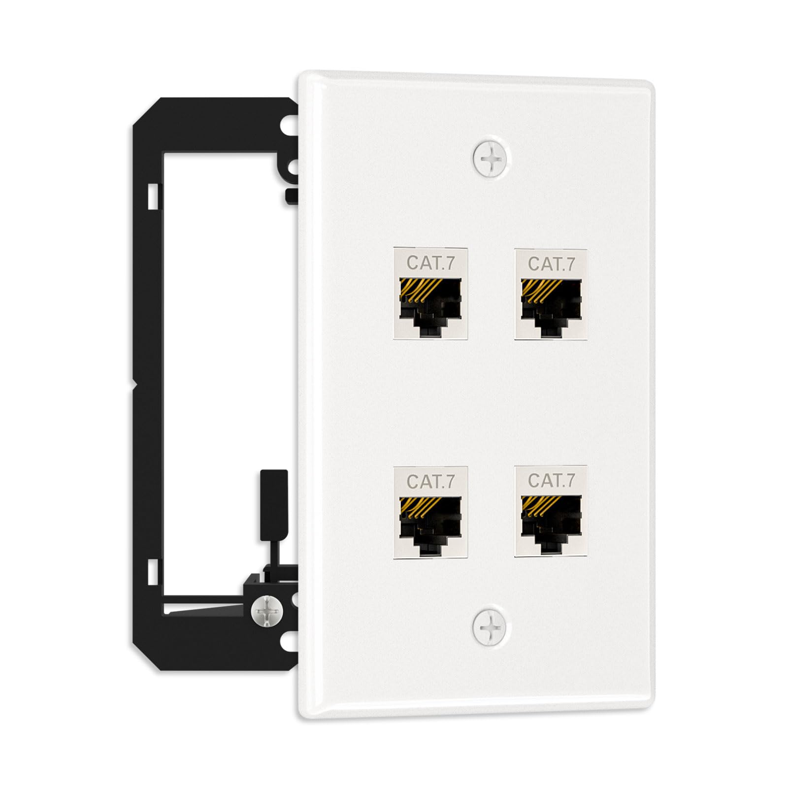 Fgb Ethernet Wall Plate With Mounting Bracket, 4 Port Keystone Wall Plate With Bracket And Cat7 Shielded Rj45 Keystone Coupler,