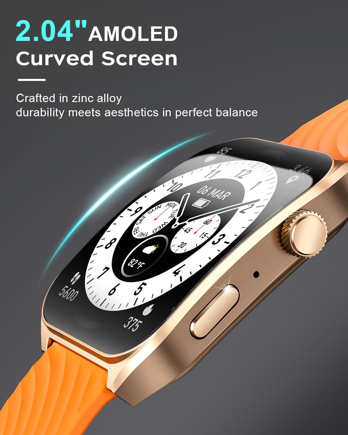 Benio Smart Watches For Men (Answer/Make Calls),2.04 Amoled Curved Display,Mens Smart Watch With Heart Rate/Sleep/Spo2 Monitor,1