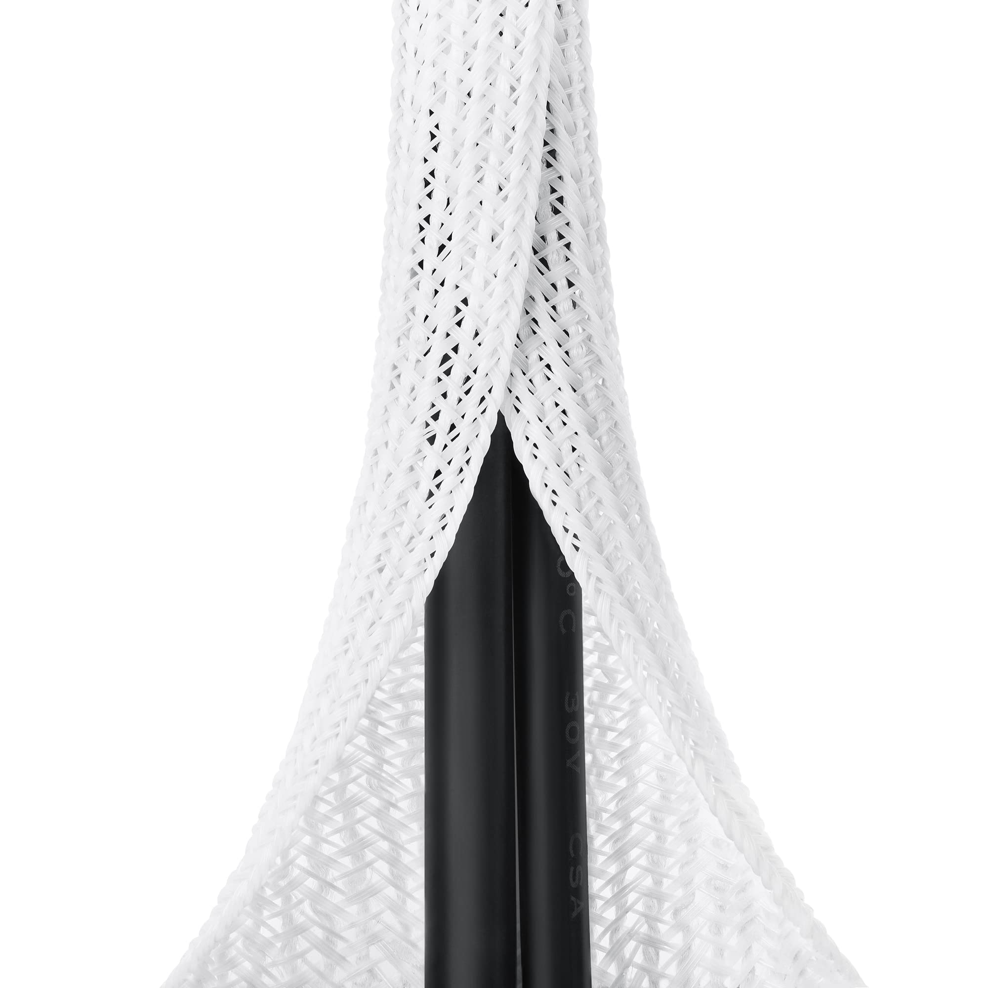 20Ft   3/8 Inch White Cable Sleeve, Cable Organizer For Desk Pc Tv Computer, Wire Protector Cable Wrap Cover, Cord Management Fo