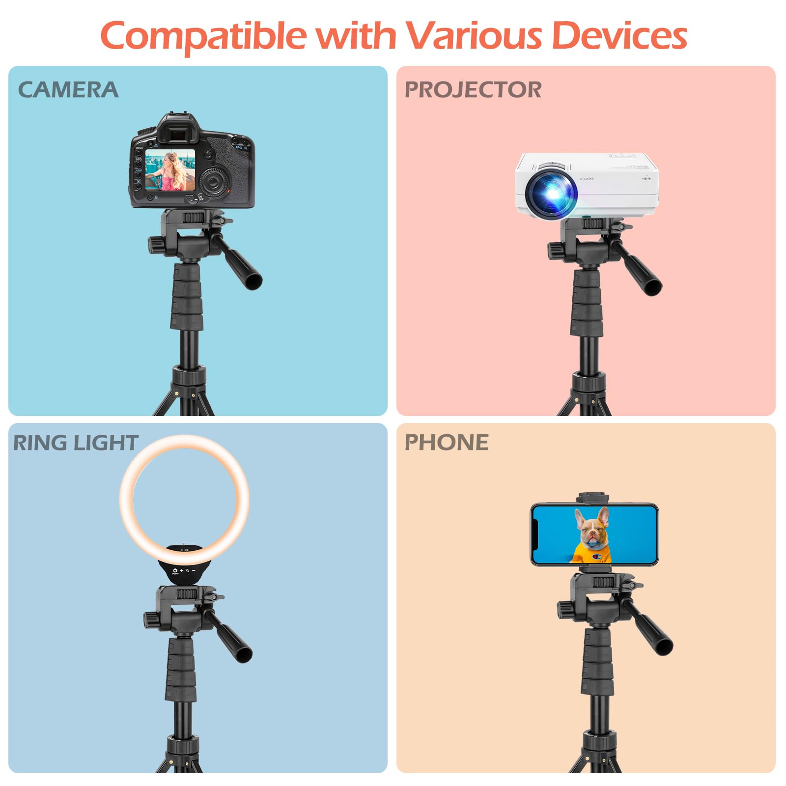 Aureday 67' Phone Tripod&Camera Stand, Selfie Stick Tripod With Remote And Phone Holder, Perfect For Selfies/Video Recording/Vlogging/Live Streaming