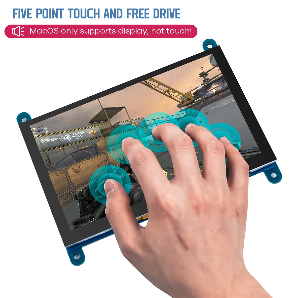 Hosyond 5 Inch Ips Lcd Touch Screen Display Panel 800  480 Capacitive Screen Hdmi Monitor For Raspberry Pi 5/4/3, Bb Black, Wind