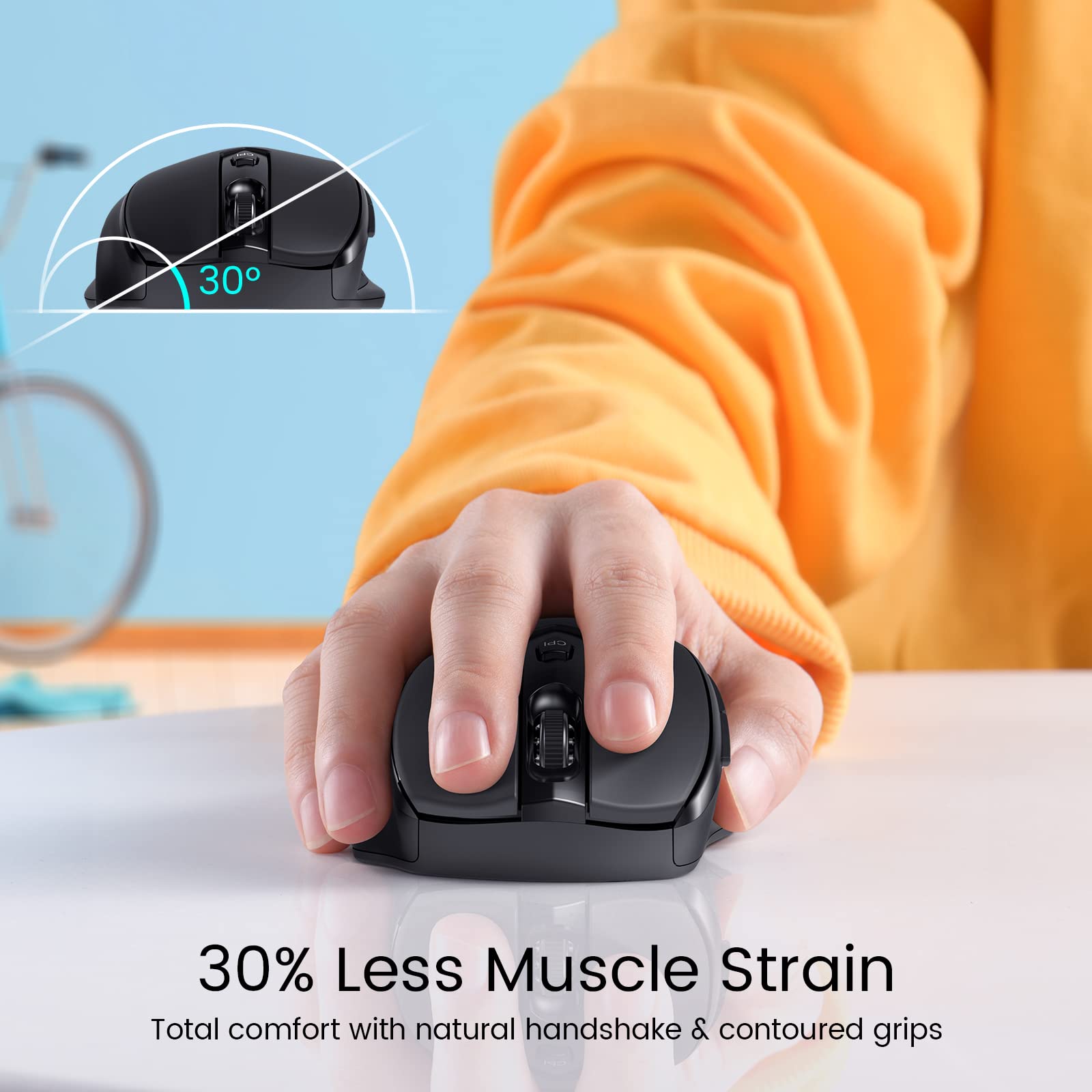 Hotweems Wireless Mouse, D 09 Computer Mouse Usb Cordless Mice For Laptop, Ergo Grips, Lightspeed 5 Level 2400 Dpi, 16 Months Battery, Portable For Pc Mac Chromebook (Black)