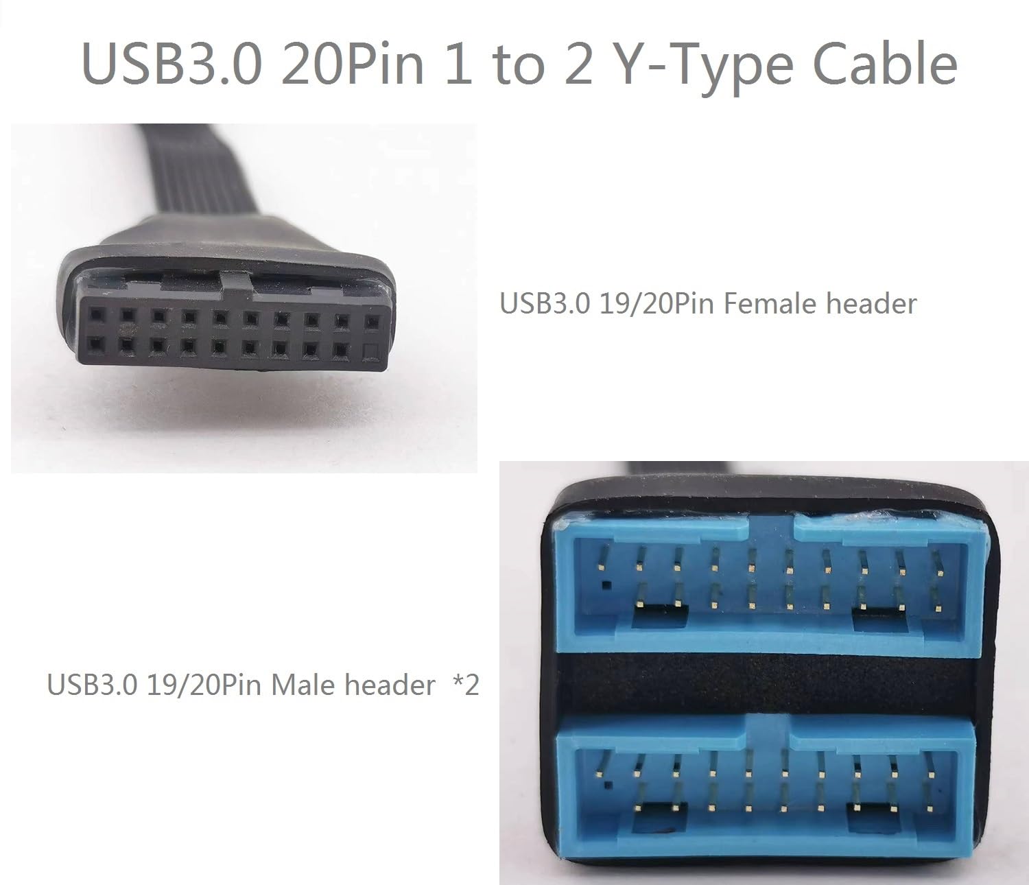 Hoxibsl Usb 3.0 Header Splitter Extension Cable,Motherboard Usb 3.0 Internal Hub Splitter,19/20 Pin 1 To 2 Y Type Cable   Diy Pr