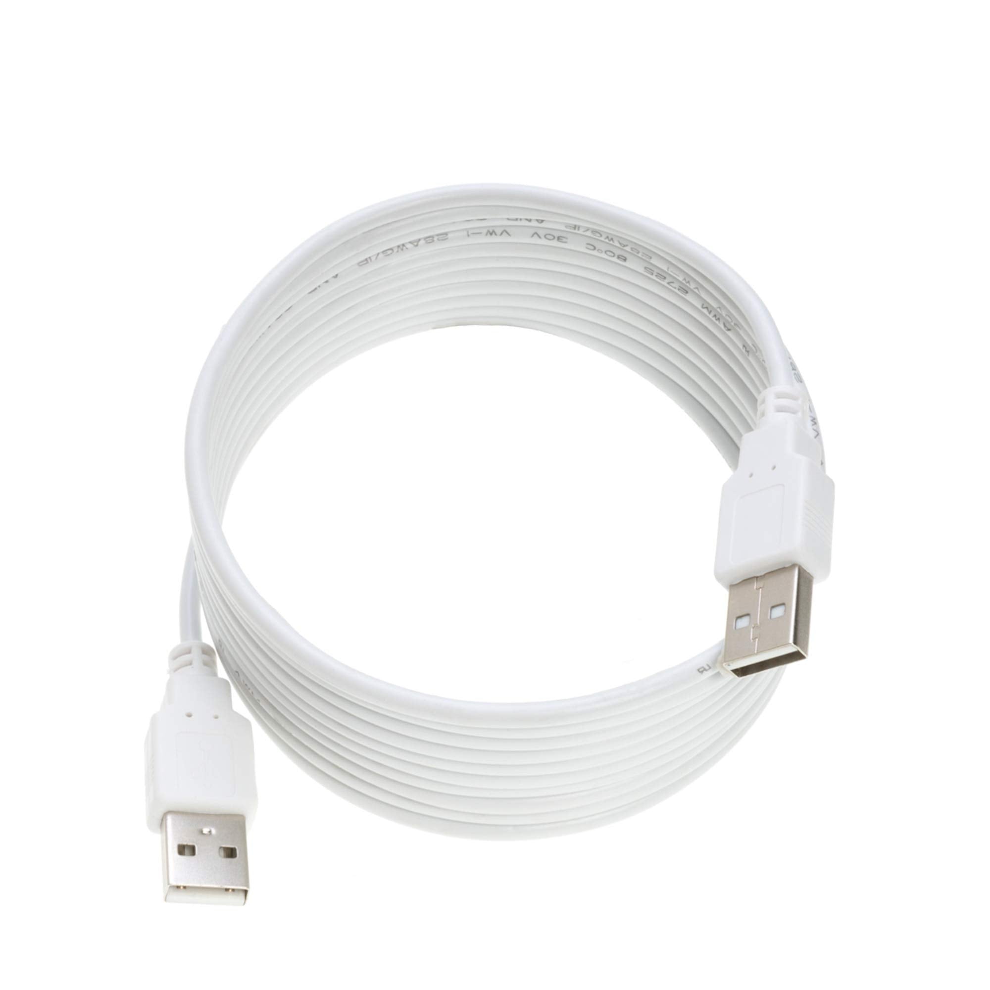 WireZee USB 2.0 Type A Male to Male Cable, 3FT, White, Nickel Material, Model 810008242728