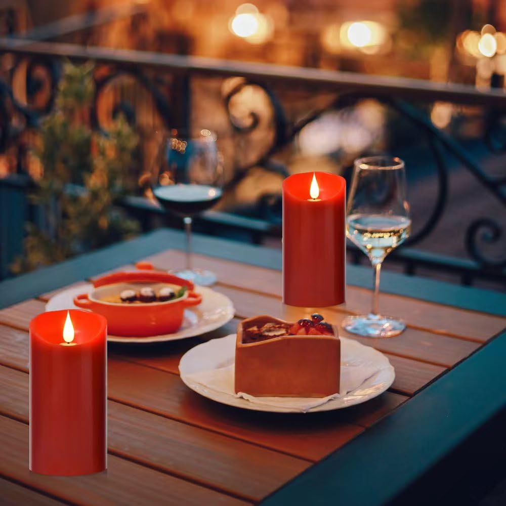 Minxin Flameless Battery Operated Flicking Candles:Remote Control Realistic Wax Pillar Led Candle With 10 Key Cycling 24 Hours T