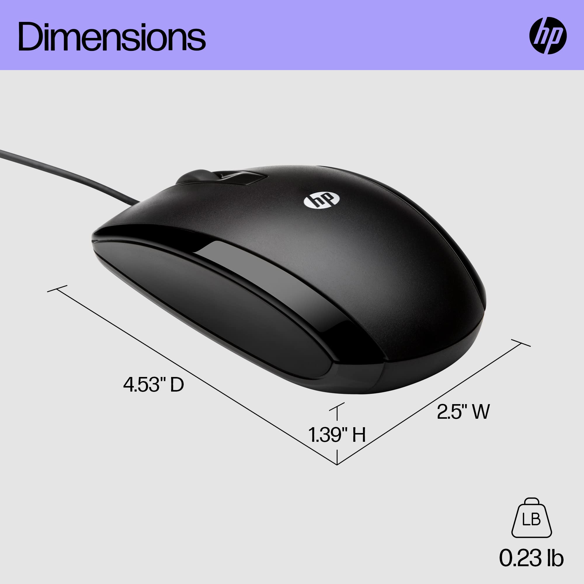 Hp X500   Wired Usb Mouse For Windows Pc Desktop, Laptop, Notebook, Mac, Computerand Chromebook, For Righty Or Lefty Use (E5E76A