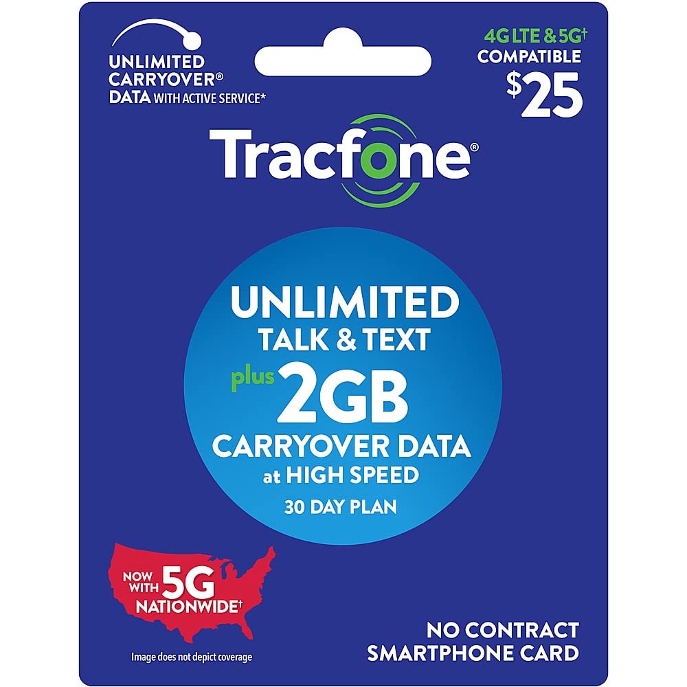 Tracfone $25 Unlimited Talk, Text, 2Gb Data   30 Day Smartphone Plan