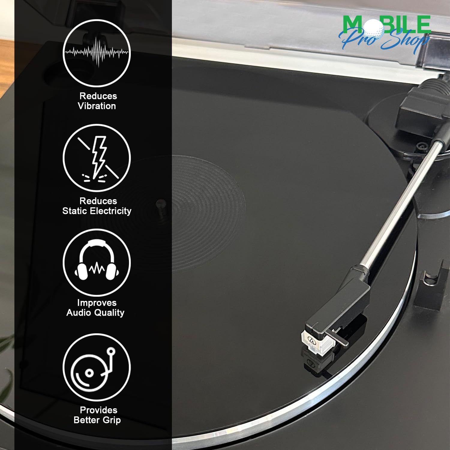 Mobile Pro Shop Acrylic Turntable Mat   Acrylic Slipmat For Vinyl Lp Record Players   Improves Sound Quality & Provides Tighter