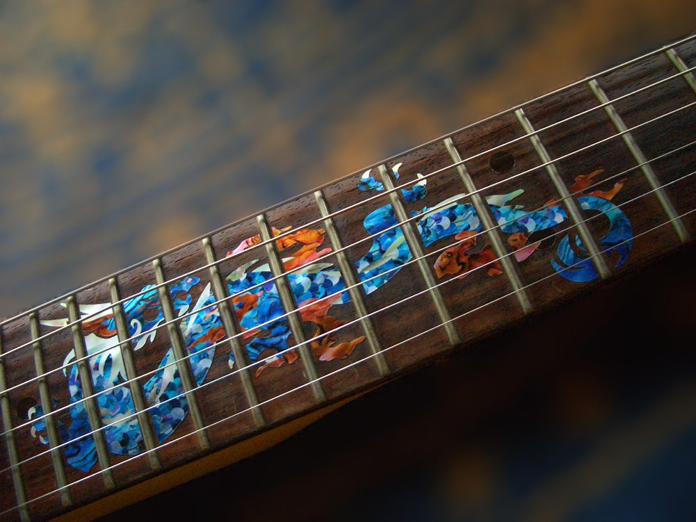 Jockomo Dragon Fret Abalone Blue Guitar Inlay Sticker