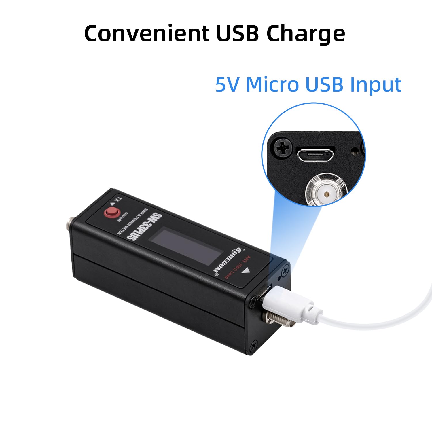 Mcbazel Surecom Sw-33 Plus 100W 125-525 Mhz Mini Digital Vhf Uhf Two-Way Radio Handheld Power & Swr Meter Black