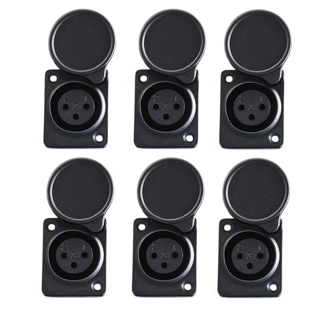 QLXHBOT XLR Female Jack Panel Mount 3-Pin for Microphone Connector Adapter Converter Audio Speaker with Waterproof Cover 6Pcs