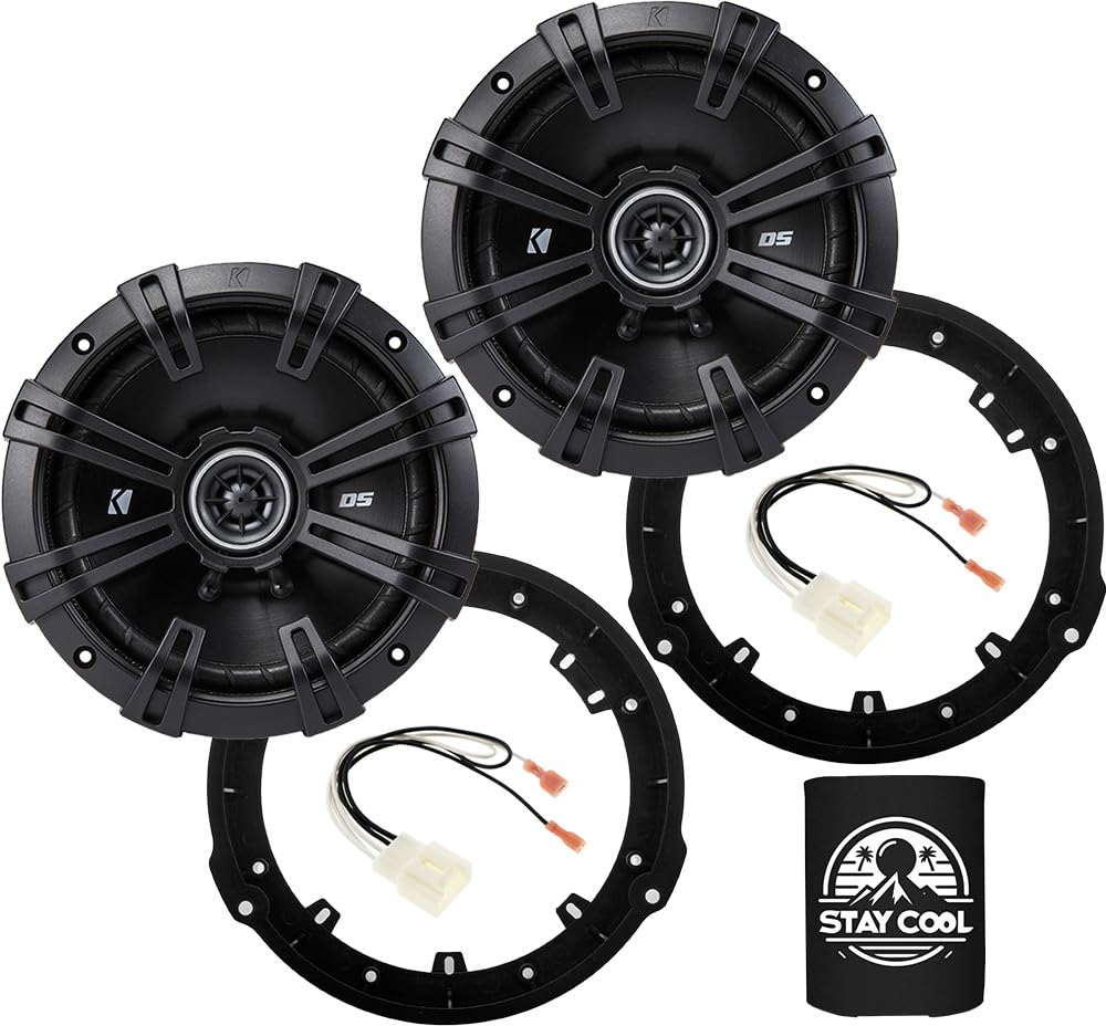 KICKER Speakers 6.5 inch for Ford Mustang 2015-2023 Upgrade Kit - Pair of DS Series with Adapters and Harness, Coaxial 6 1/2 Car