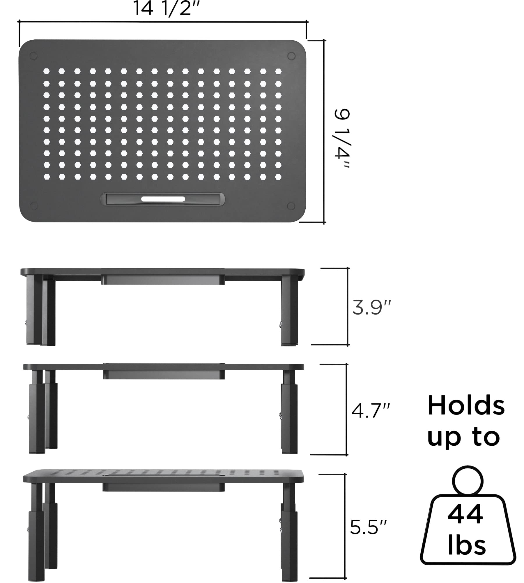 Evoomi Back Saver Monitor Stand For Desk   2 Pack Monitor Riser   Anti Skid Hd Hexagonal Steel Computer Stand   Free Cable Ties