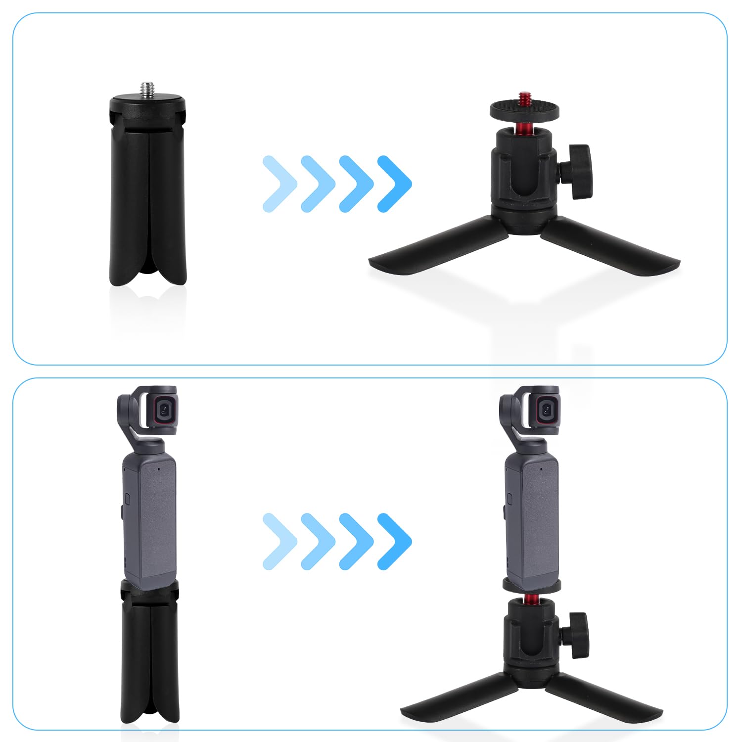 Dji Osmo Pocket 3 & 2 Selfie Stick Tripod Kit - Black, Portable, Retractable, Tabletop Mount
