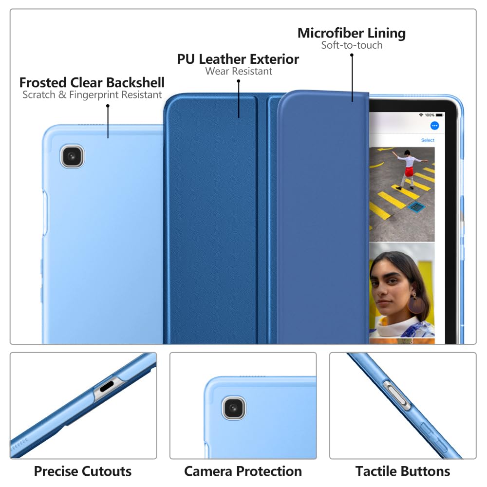 MoKo Case Fit Samsung Galaxy Tab S5e 2019, Ultra Thin Slim Shell Trifold Stand Cover with Frosted Back with Auto Wake and Sleep for Galaxy Tab S5e SM T720/SM T725 2019 Tablet, Dark Sea Blue