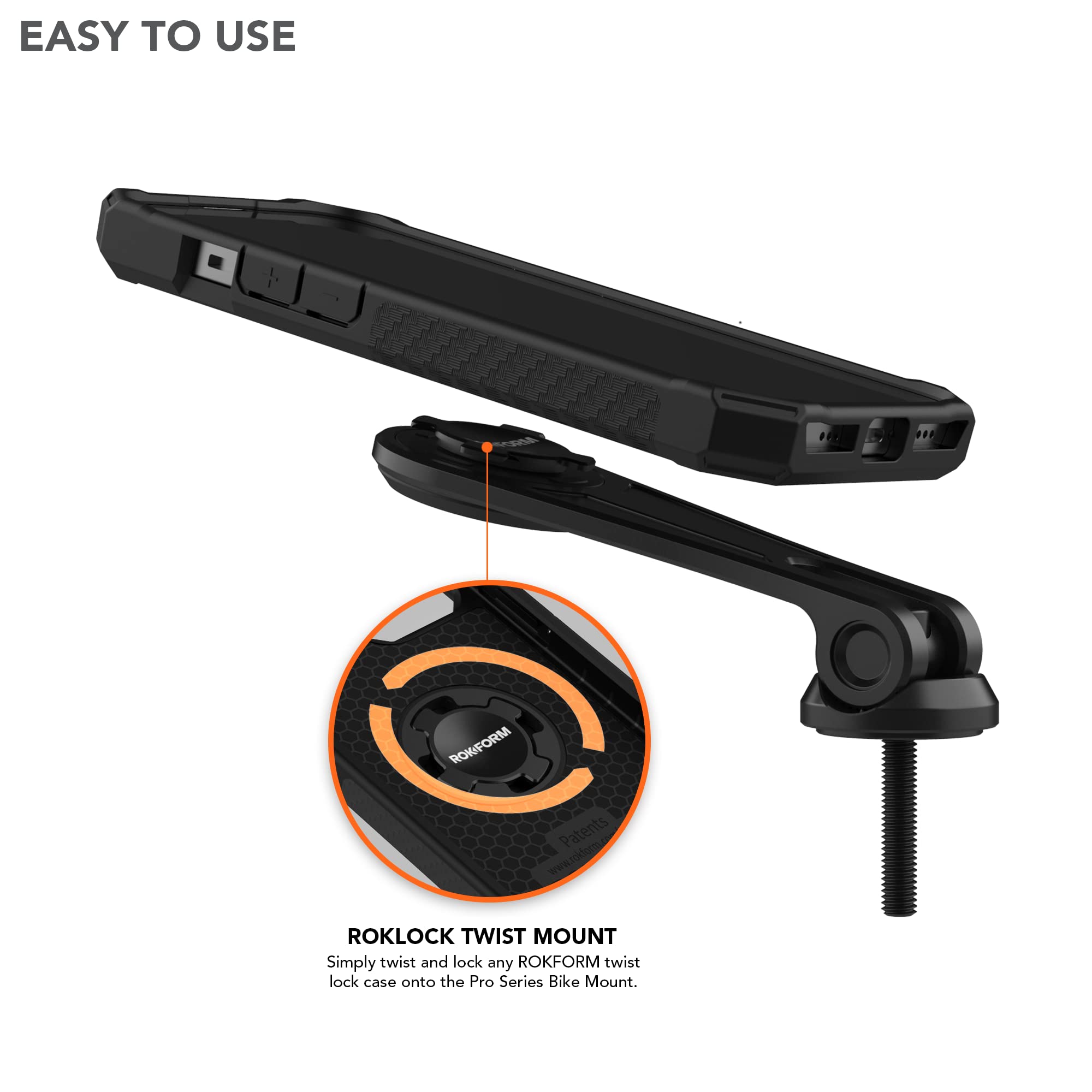 Rokform - Bike Mount, Adjustable Bicycle Phone Holder Fits Any Road Or Mountain Bike With 1-1/8'' Threadless Steer Tube, Compati