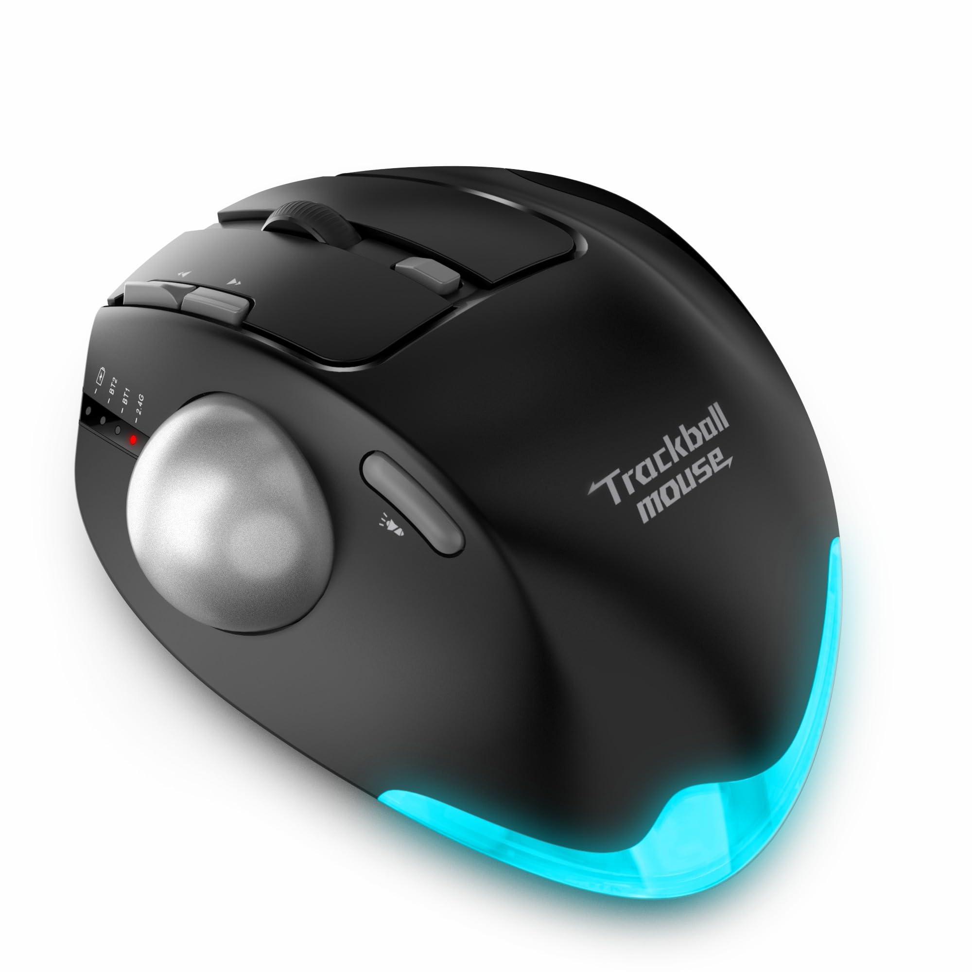 zelotes Wireless Trackball Mouse,Bluetooth Mouse,Rechargeable,4800 DPI, 2in1(BT 5.0/3.0+2.4GHz USB Receiver), 8 Buttons,Ergono
