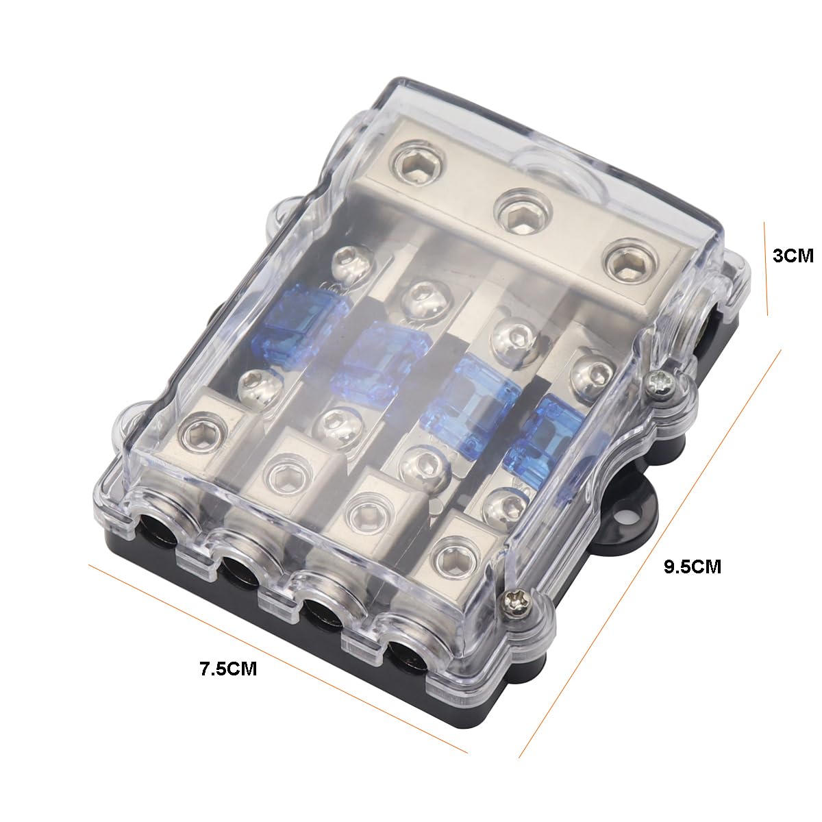 4 Way Amp Fuse Block Anl Holder Audio Subwoofer Amplifier 4 Gauge Wire In 8 Gauge Wire Out Fuses Distribution Block With 30A 60A