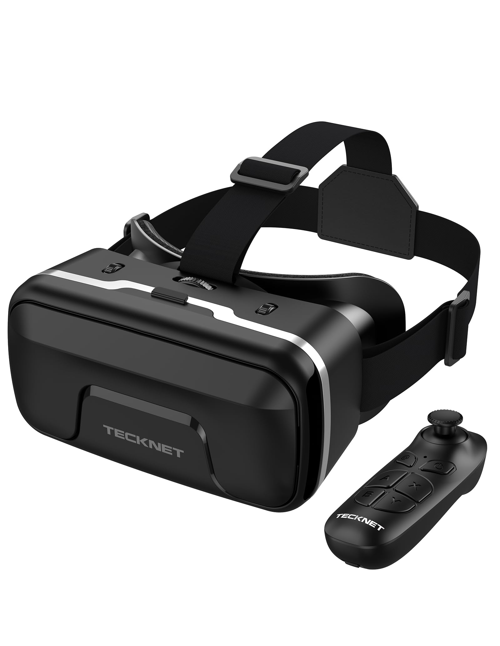 Tecknet Vr Headset For Phone With Bluetooth Controller, 4.7-7.2'' Vr Headsets With Hd 110Fov Anti-Blue Light Lenses & Adjustable