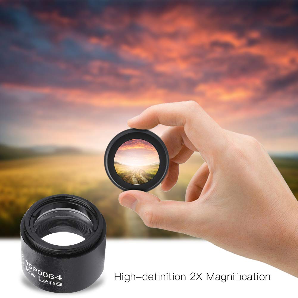 Bewinner 2X Magnification Barlow Lens, Fully Multi Coated Glass Lens High Light Transmission M28.6 Thread Metal Barlow Lens For