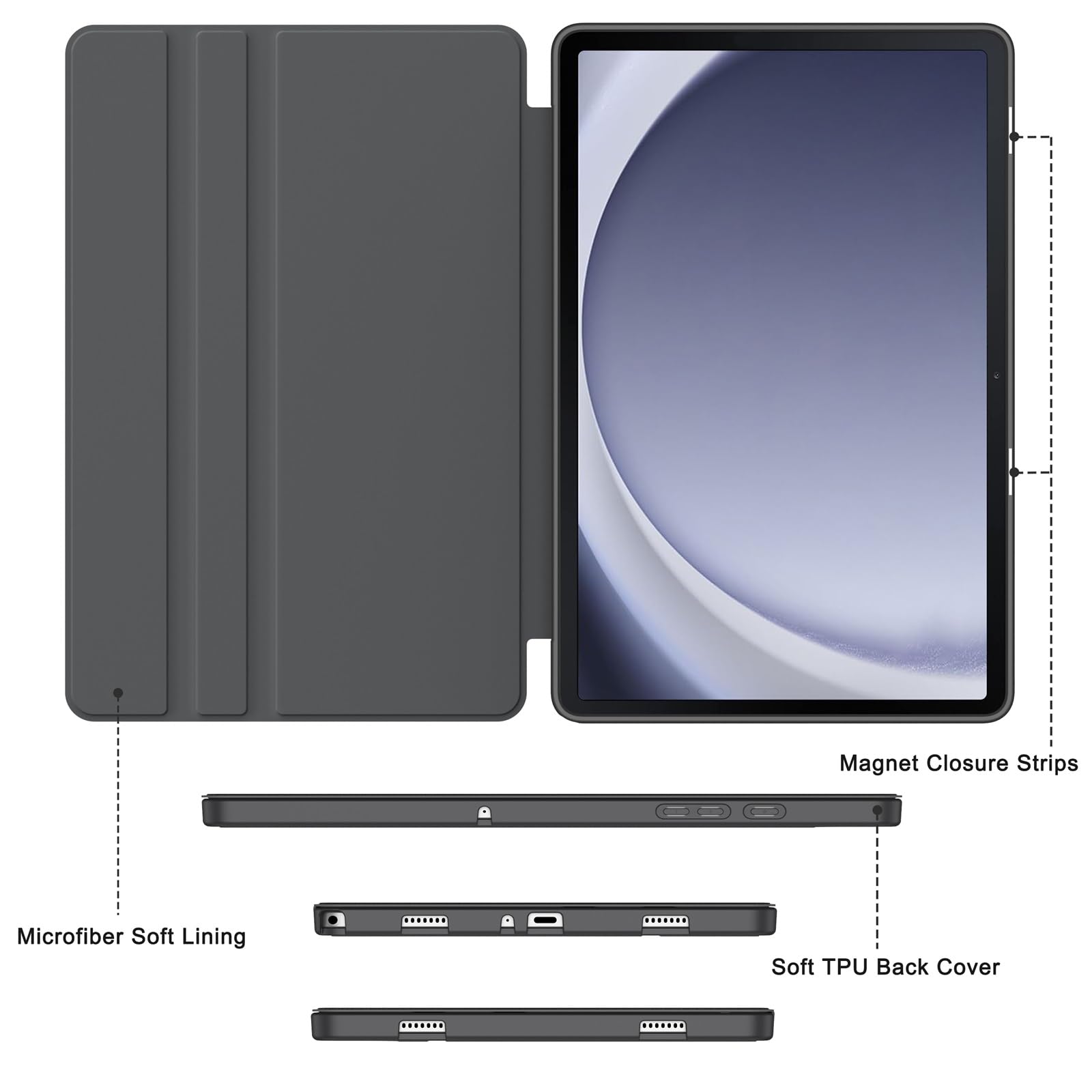 Soke Case For Galaxy Tab A9+/A9 Plus 11 Inch 2023, Shock Proof Smart Folio Stand Case, Multi  Viewing Angles, Soft Tpu Back Cover For Samsung Galaxy Tab A9+ Tablet [Sm X210/X216/X218], Black