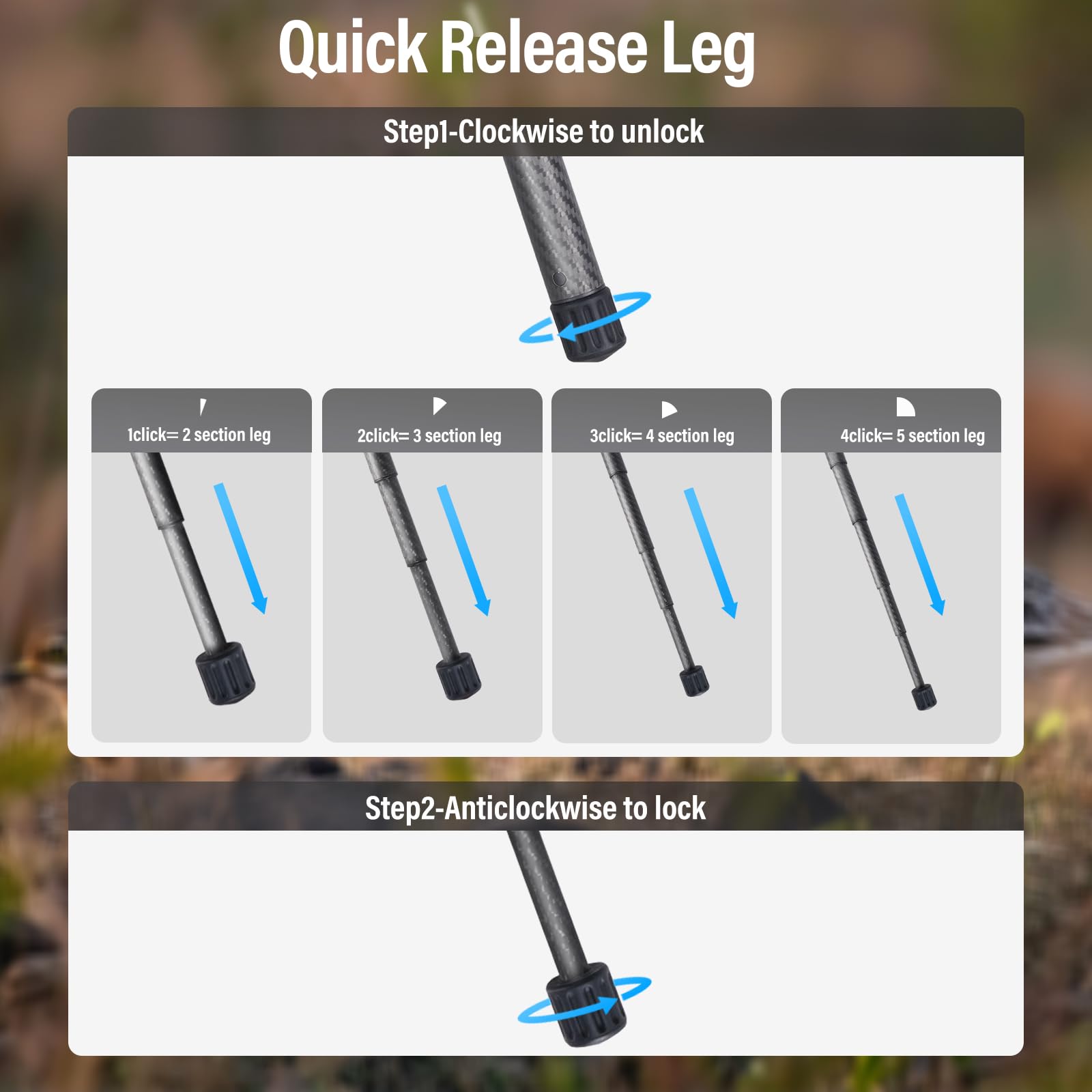 Sirui Carbon Fiber Tripod Lightweight 2Lbs With Panoramic Fluid Head, 59.8    Compact Camera Tripod Quick Release Leg Setup, Rev