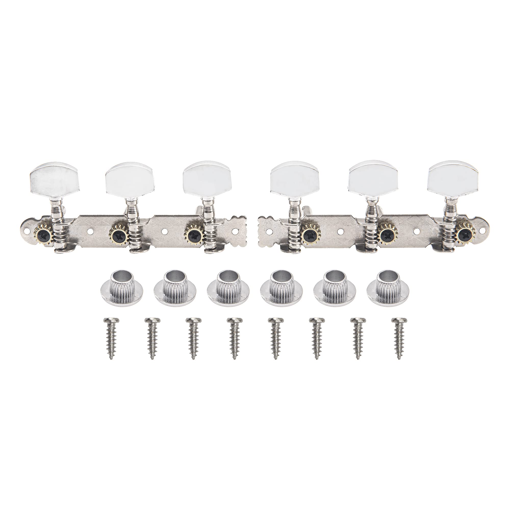 2Pcs Yootones Guitar Tuning Pegs Keys 3R3L Machine Heads Tuners Set Compatible With Acoustic Folk Classical Guitar (Silver)