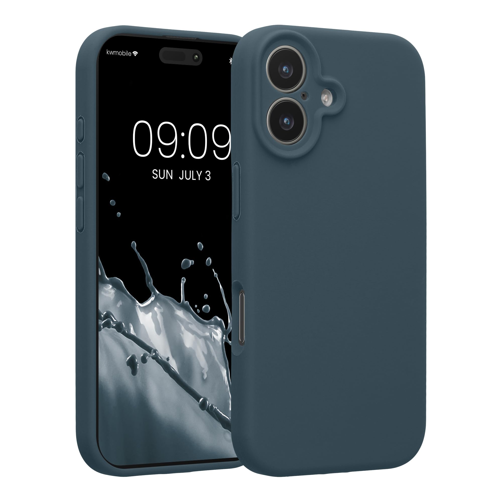 kwmobile Case Compatible with Apple iPhone 17 Case - Slim TPU Silicone Phone Cover - Soft Touch Finish - Dark Slate