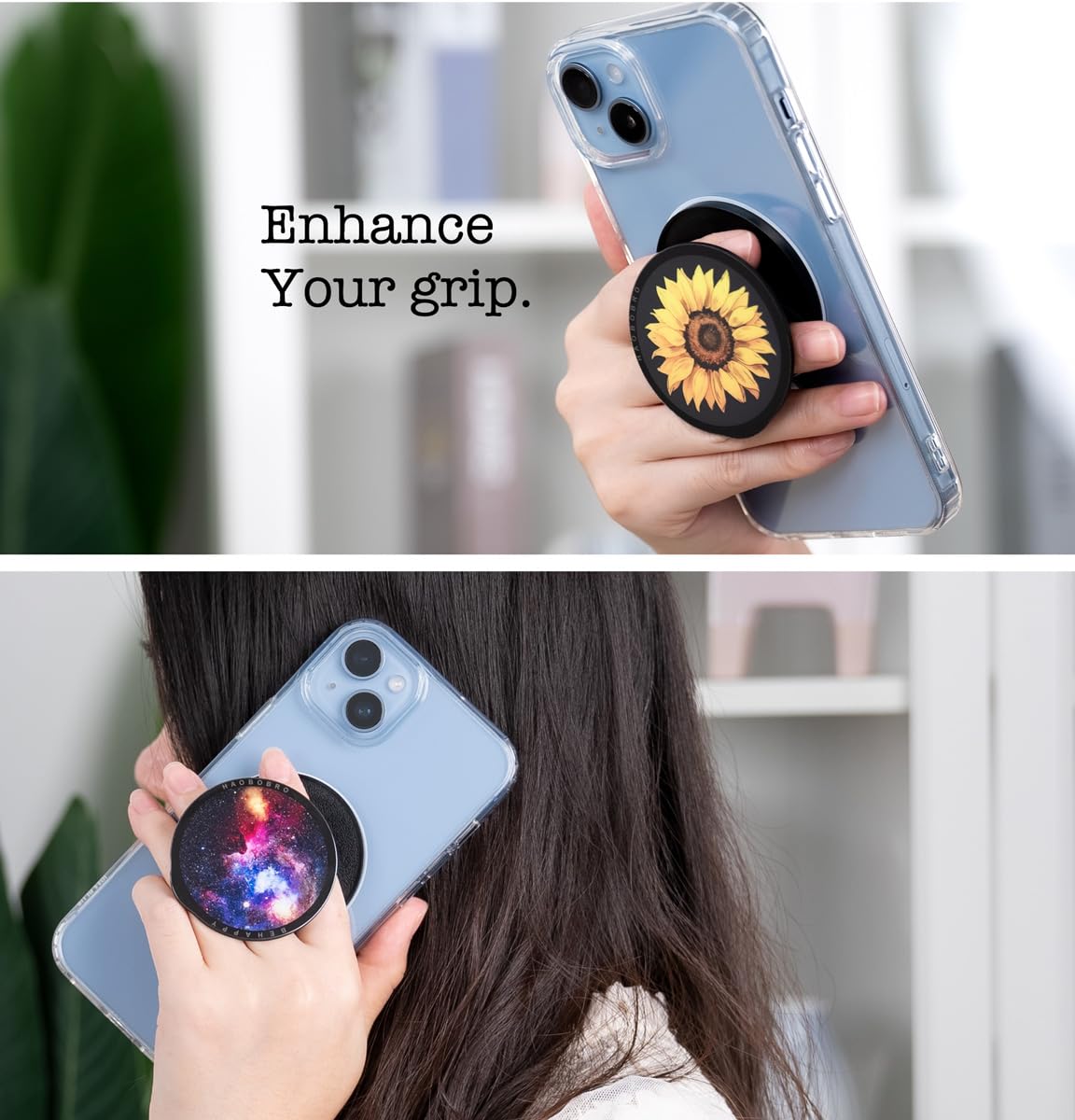 Haobobro Foldable Phone Grip - Magnetic Cell Phone Stand Holder - Compatible With Mag Safe - Microfiber Leather Kickstand For Ip