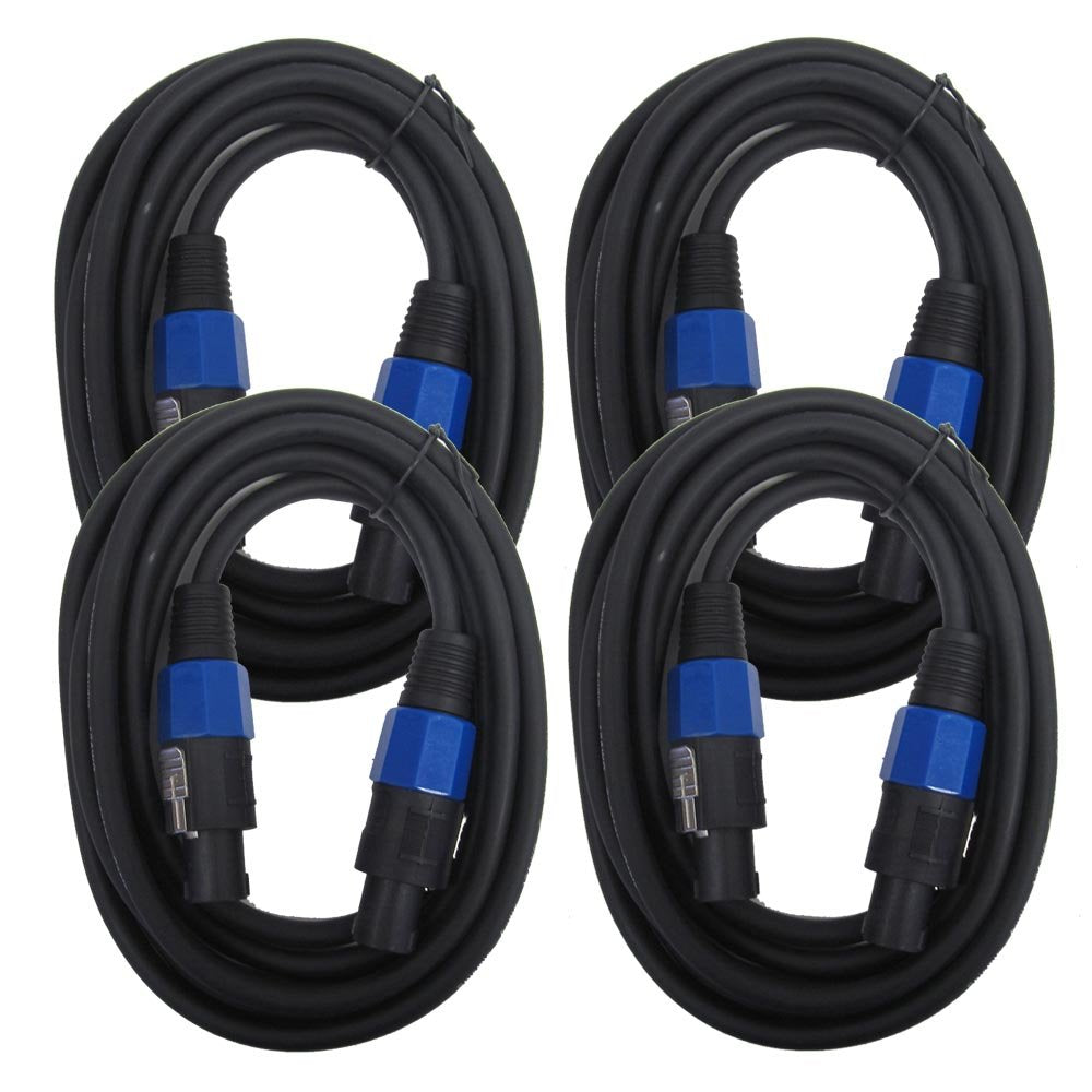 Seismic Audio - Tw12S10-4Pack - Four Pack Of Speakon To Speakon Speaker Cables 10'