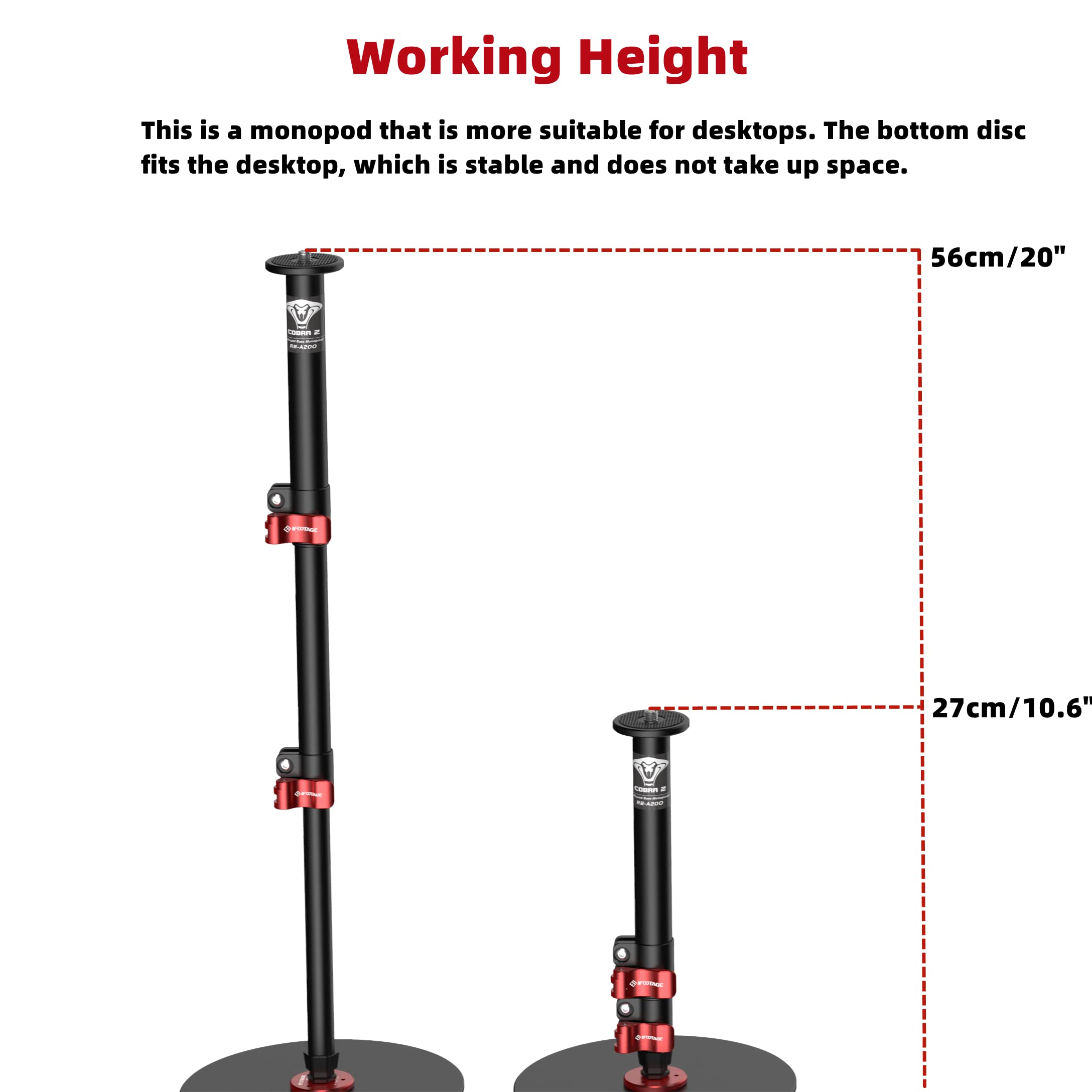 Ifootage Cobra Rb A200,Round Base Monopod,Professional Camera Aluminium Monopod With Quick Adjustment Height Buckle,Compatibilit