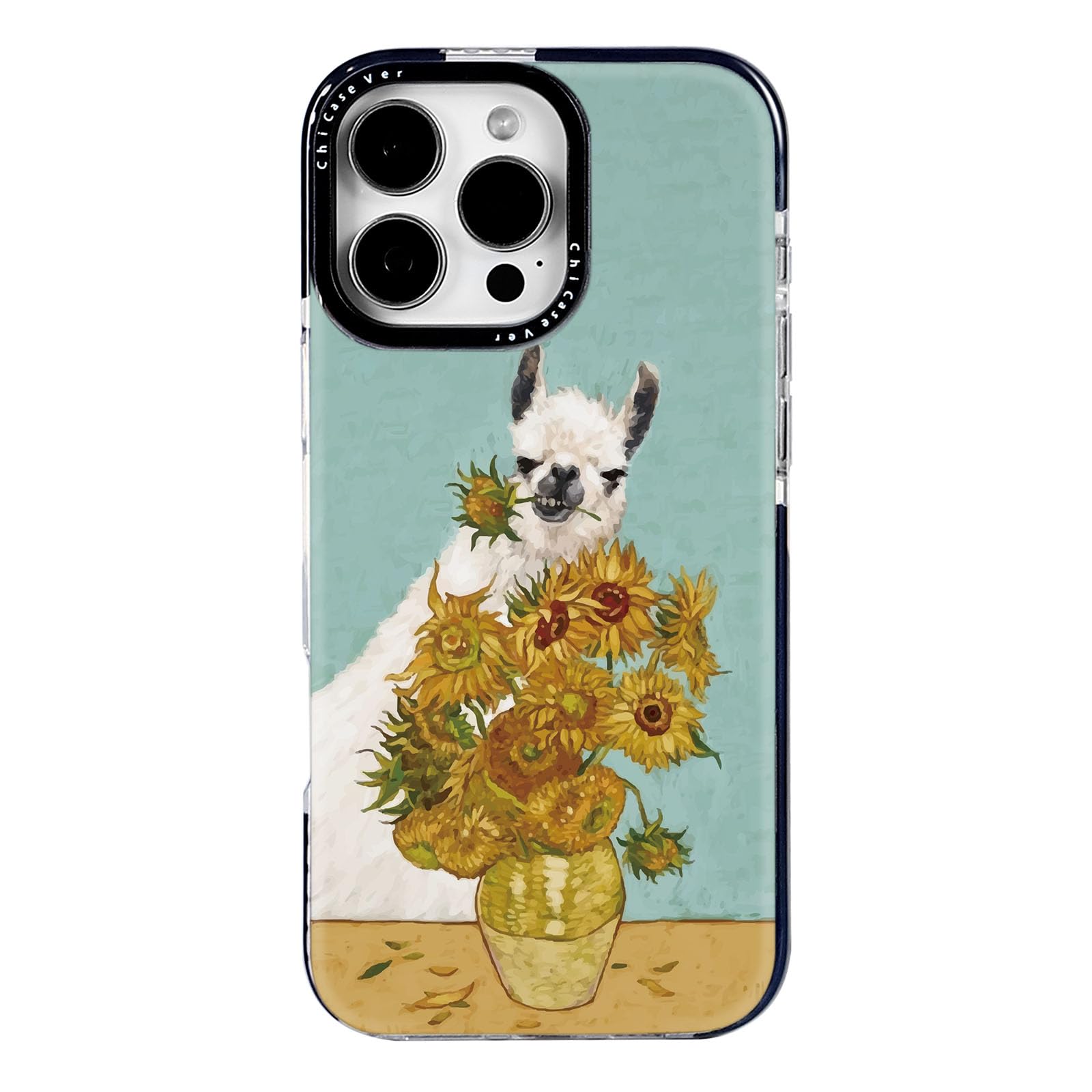 ChiCaseVer for iPhone 13 Pro Max Case, Whimsical Llama & Sunflower Pattern in Van Gogh Style, Artistic Soft Slim TPU Protective 
