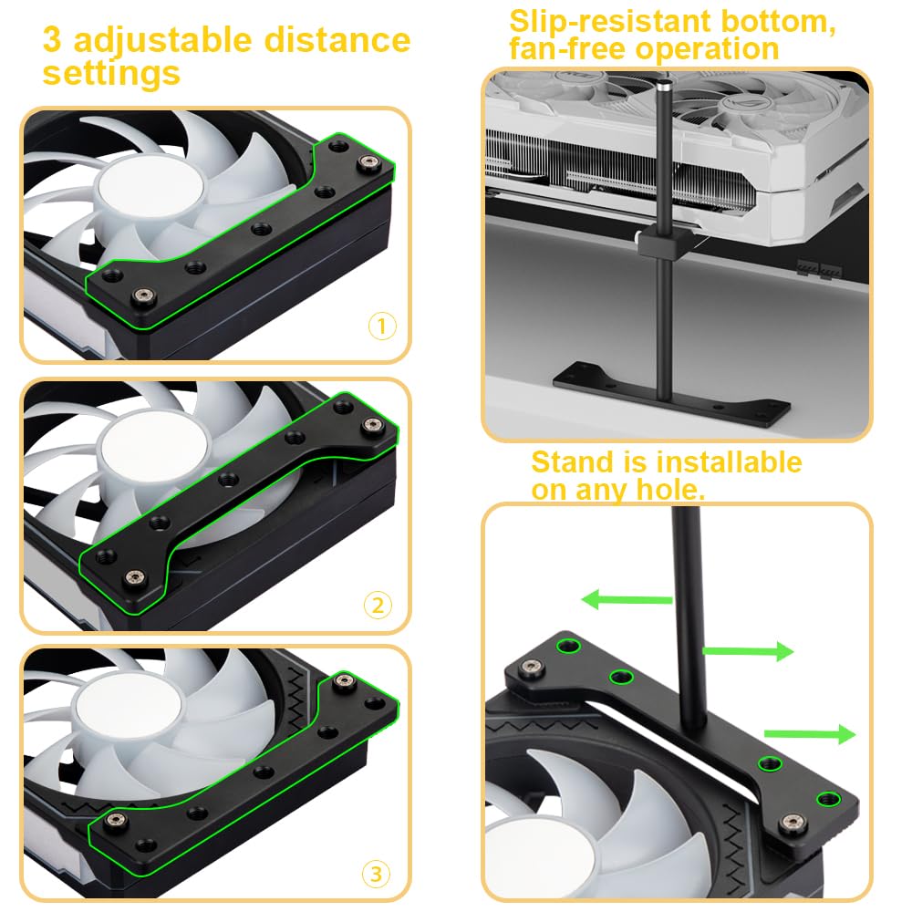 Gpu Support Bracket, Gpu Holder Stand, Adjustable Gpu Sag Bracket Graphics Card Support For 12Cm Fan Mount Cnc Aluminum (0.63 6.