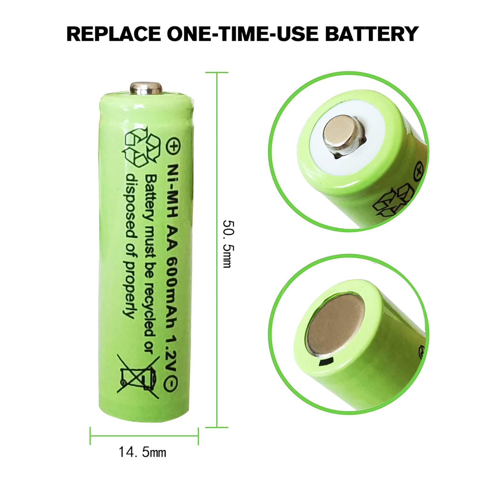 Gsuiveer 1.2V Ni Mh Aa 600Mah Rechargeable Batteries For Outdoor Solar Garden Lights (8 Pack)