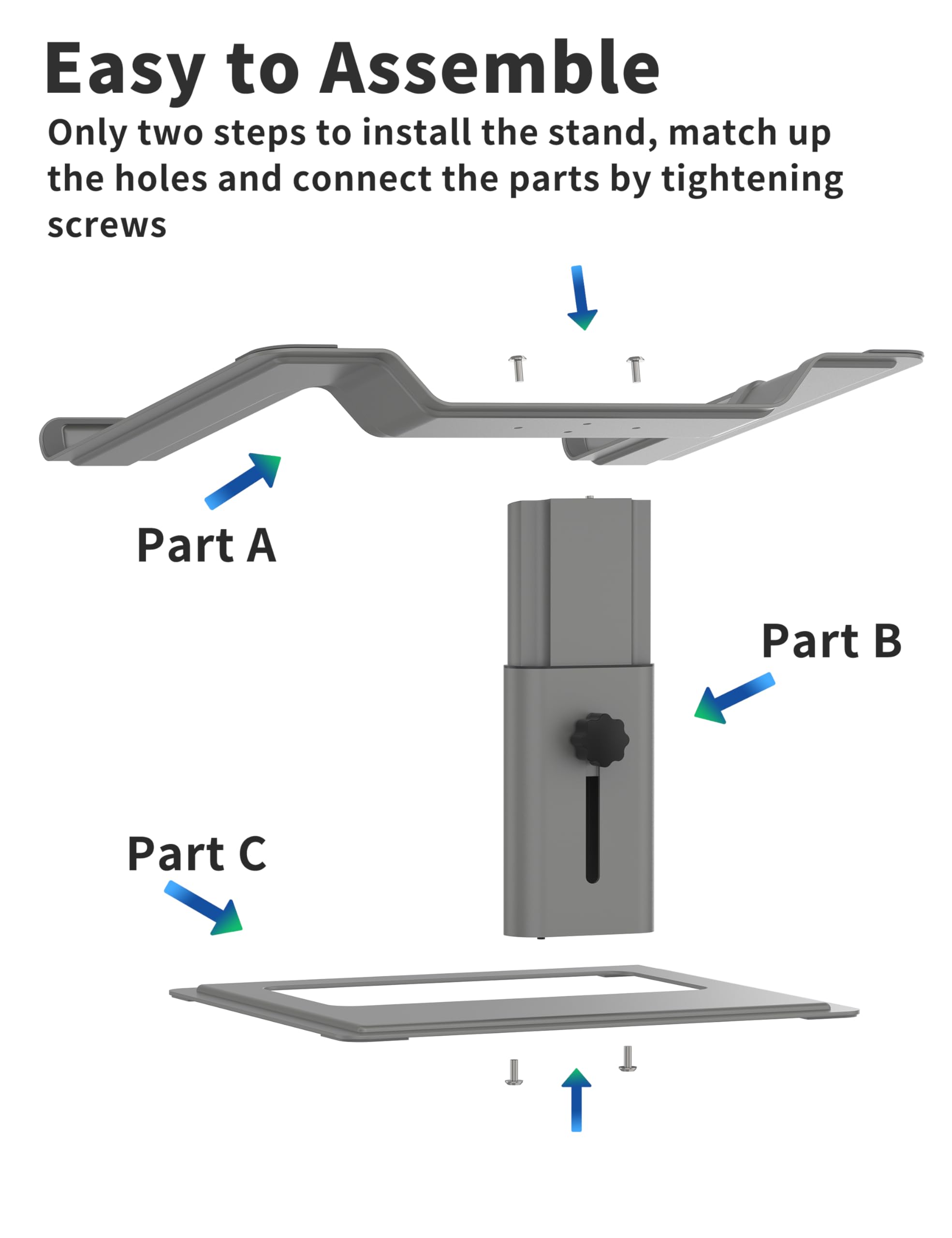 Soundance Adjustable Laptop Stand For Desk, Computer Stand, Ergonomic Laptop Riser Holder Compatible With 10 To 17.3 Inches Note
