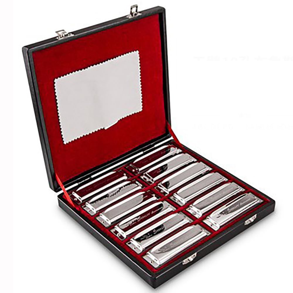 Swan Harmonica 10 Hole Blues Harmonica Set 7/12 Tone Set Suit Gift Box Mouth Organ Harmonica For Beginners Adluts (12 Tone Set)