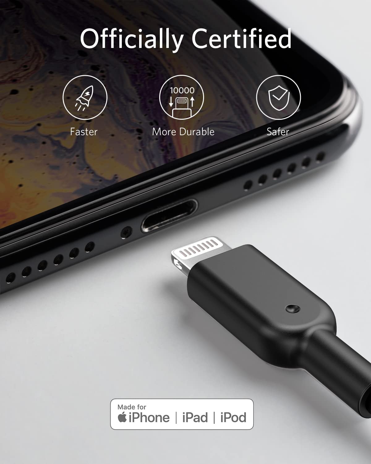 Anker Iphone Charger Cable, Powerline Ii Lightning Cable (10Ft), Durable Cable, Mfi Certified For Iphone Xs/Xs Max/Xr/X / 8/8 Pl