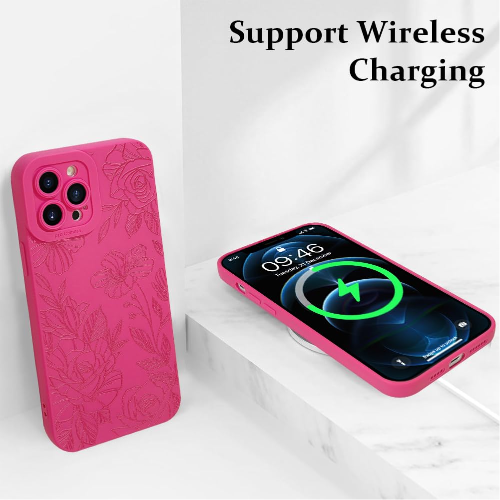 Lsl Case For Iphone 12 Pro Hot Pink Floral Flower Pattern Print Case Soft Tpu Full Camera Lens Anti Drop Anti Scratch Shockproof