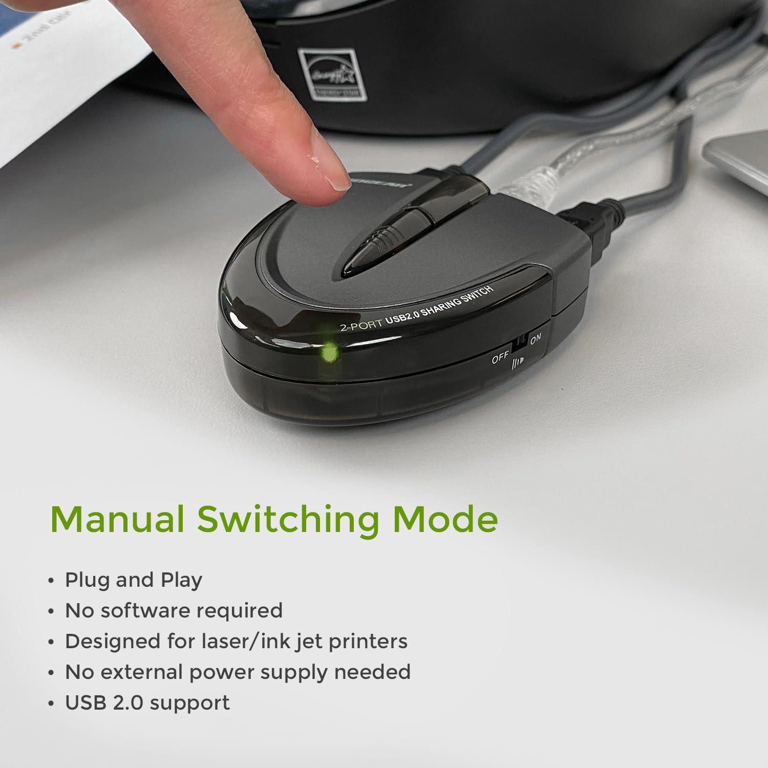 Iogear 2 Port Usb 2.0 Automatic Printer Switch, Gub231 Black