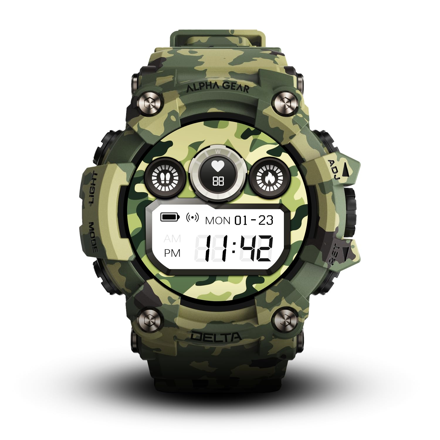 Alphagear Delta Smartwatch For Men, Military Smart Watch, Sports Fitness Tracker Watch With 1.45 '' Hd Screen, 14 Days Battery,