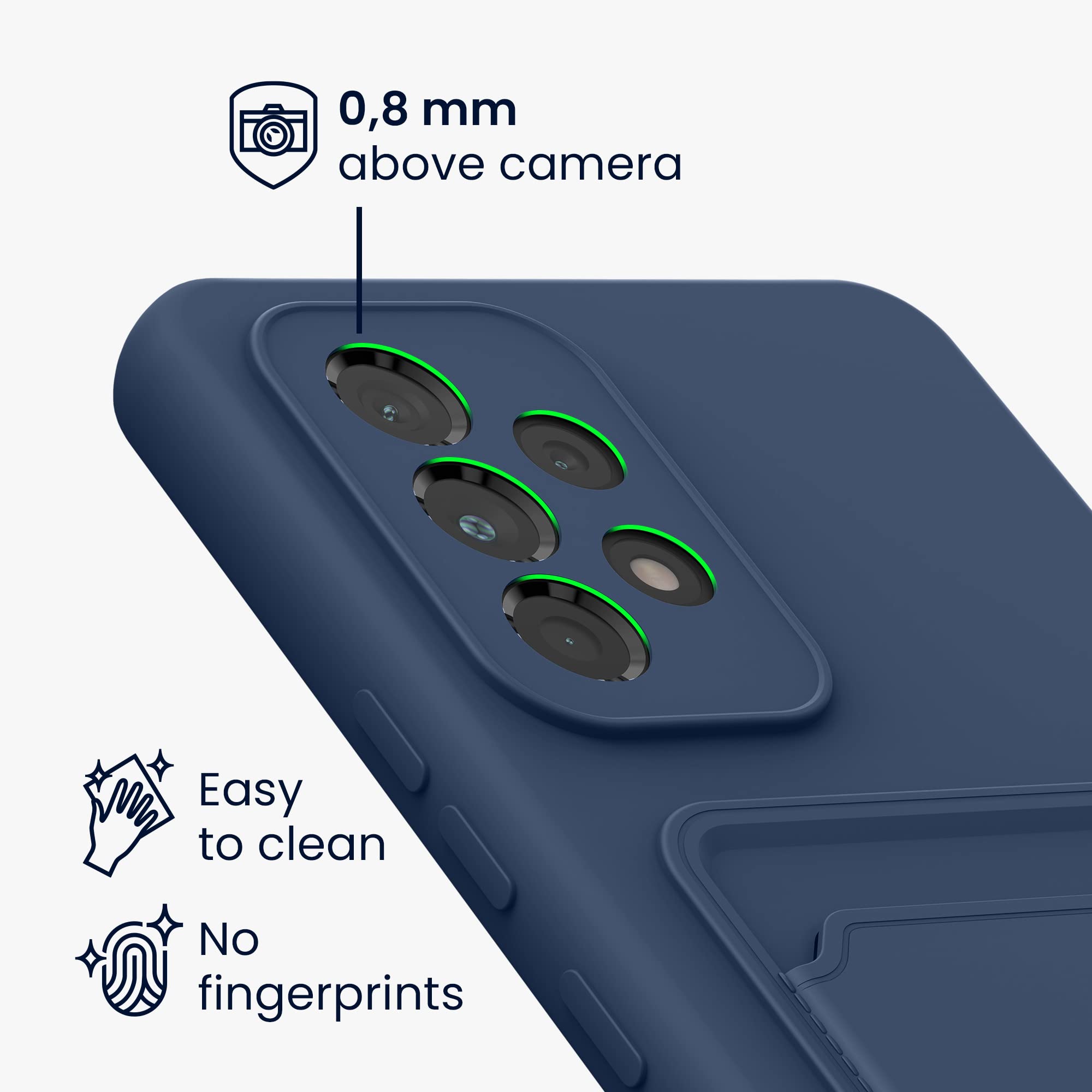 Kwmobile Case Compatible With Samsung Galaxy A53 5G Case - Tpu Phone Cover With Credit Card Holder - Dark Blue
