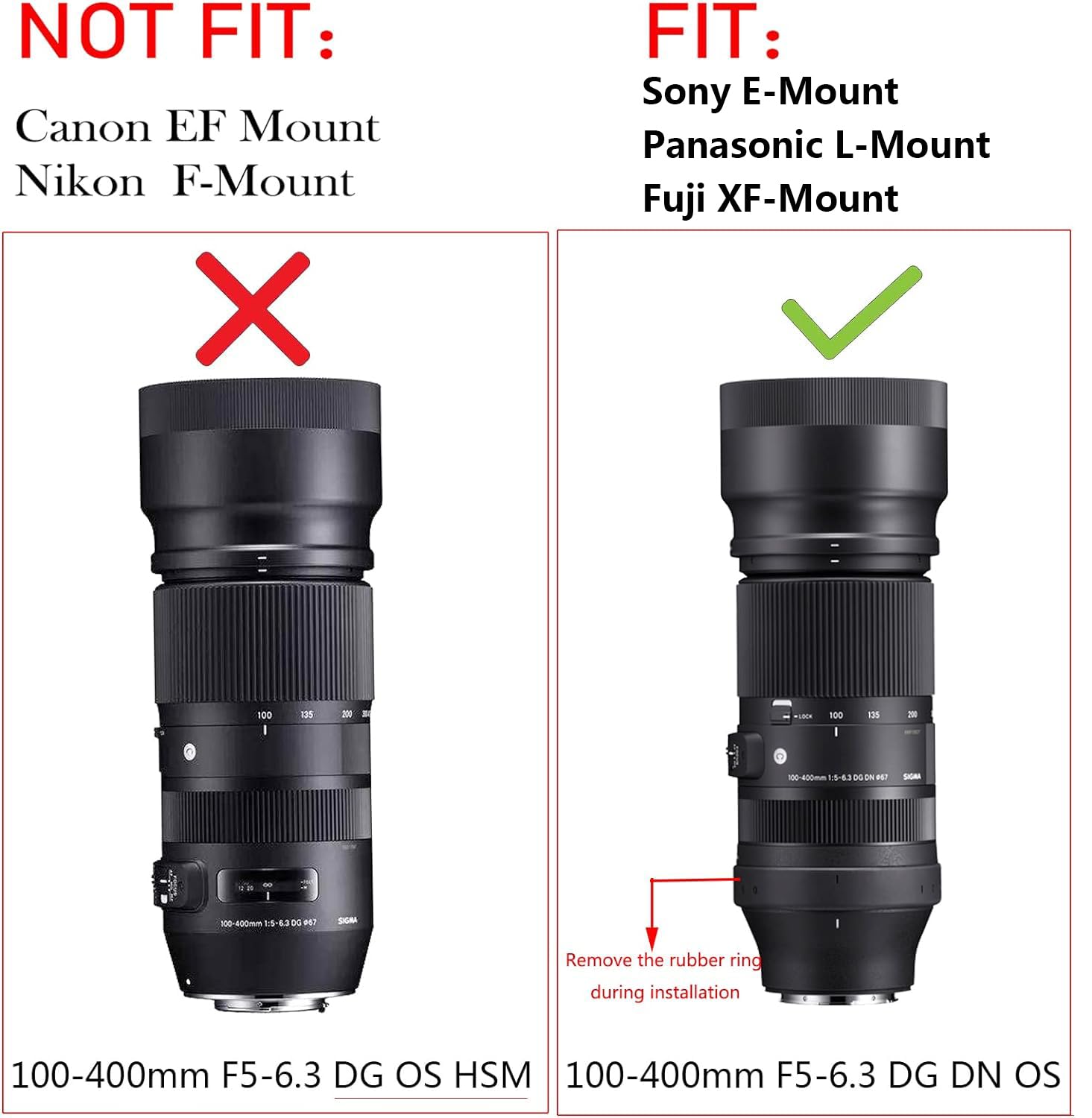 Haoge Lmr Sm140S Lens Collar Replacement Foot Tripod Mount Ring Stand Base For Sigma 100 400Mm F5 6.3 Dg Dn Os Lens Sony E Mount Art 105Mm F1.4 Dg Hsm Built In Arca Type Quick Release Plate
