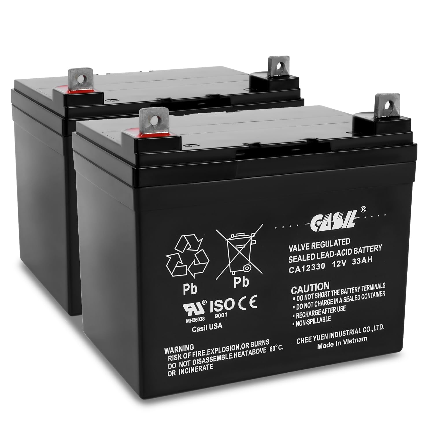 Casil 12V 33Ah Rechargeable Deep Cycle AGM SLA Replacement Battery 2 Pack